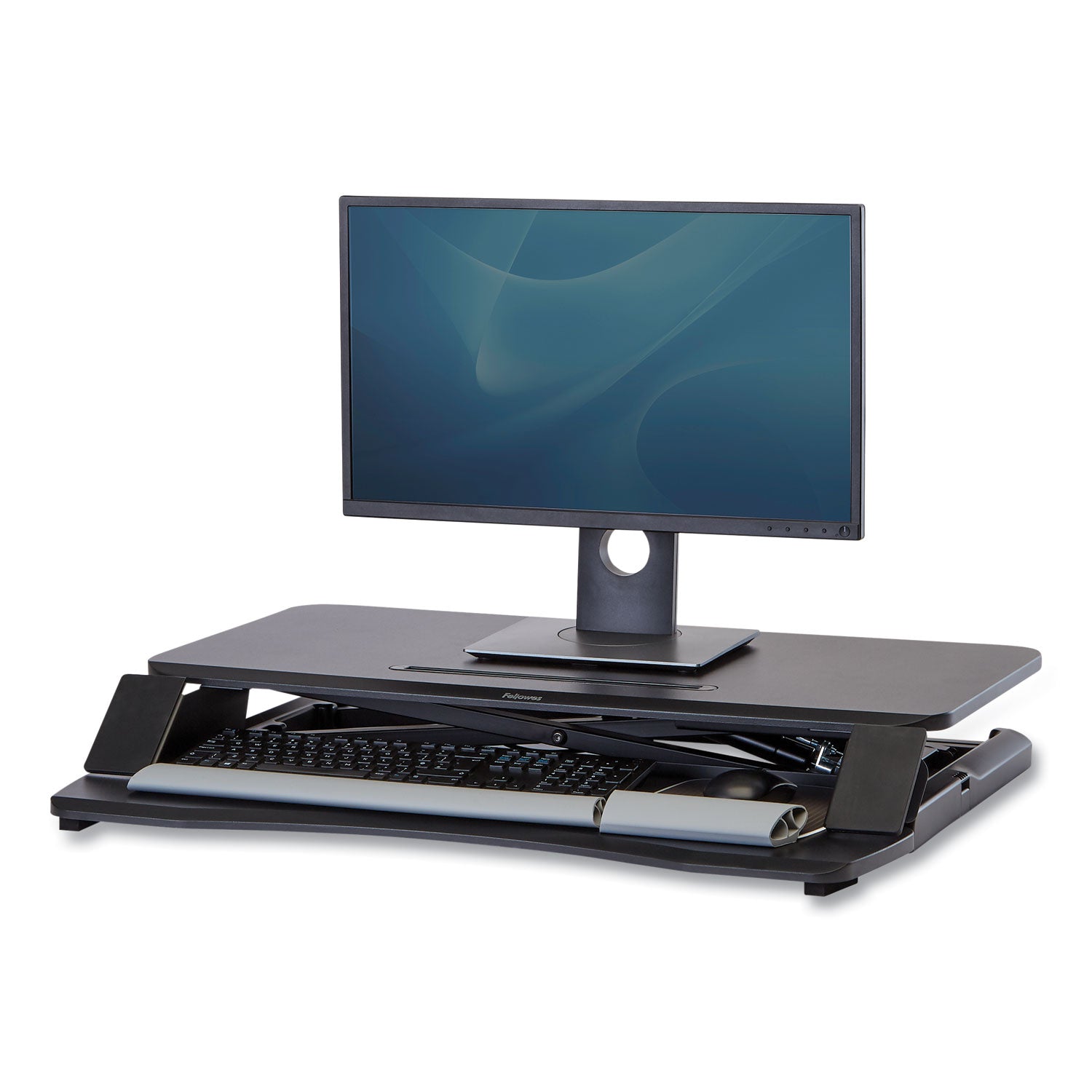 Fellowes® Corsivo Sit-Stand Workstation, 31.5" x 24.25" x 16", Black