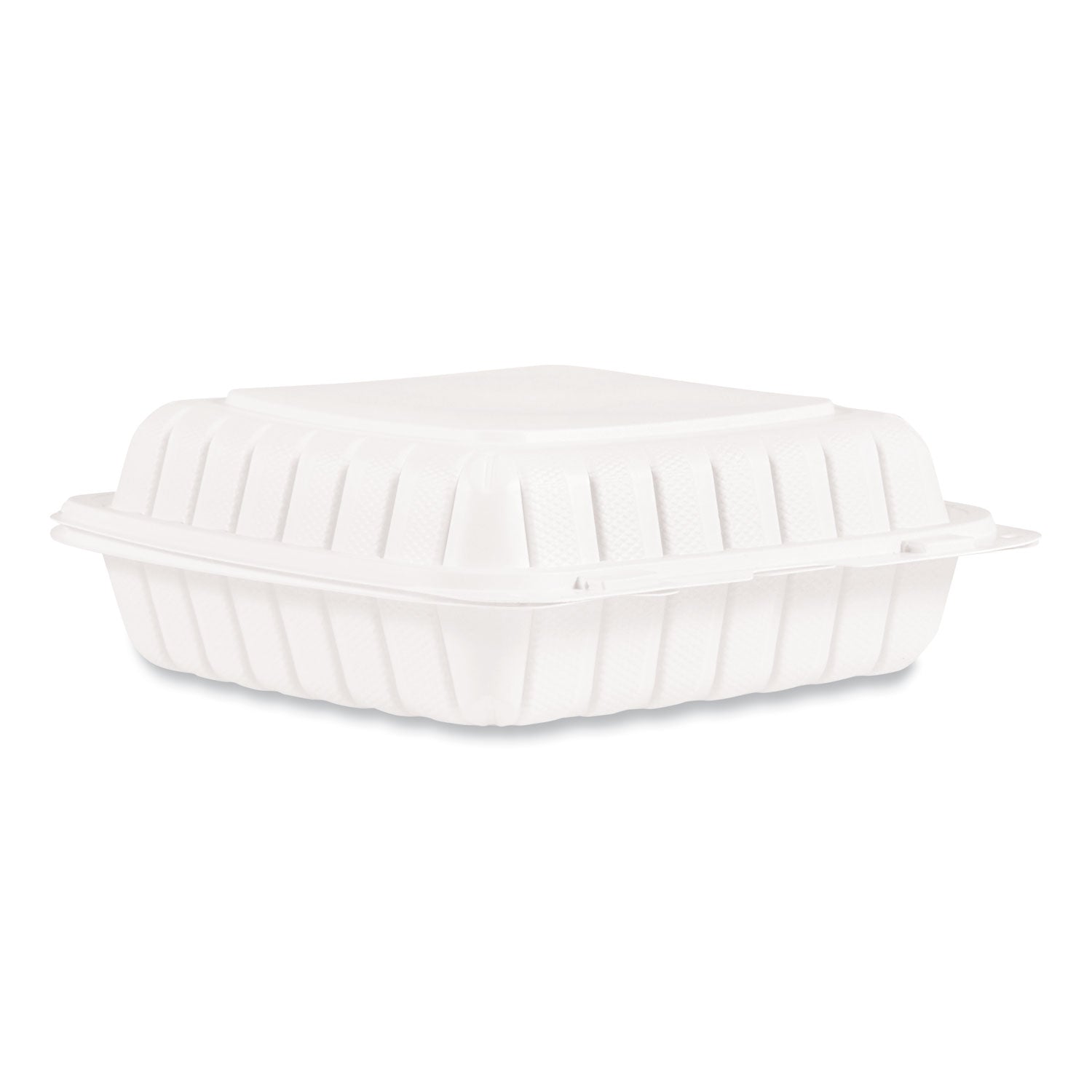 Dart® Hinged Lid Containers, Single Compartment, 9 x 8.8 x 3, White, Plastic, 150/Carton