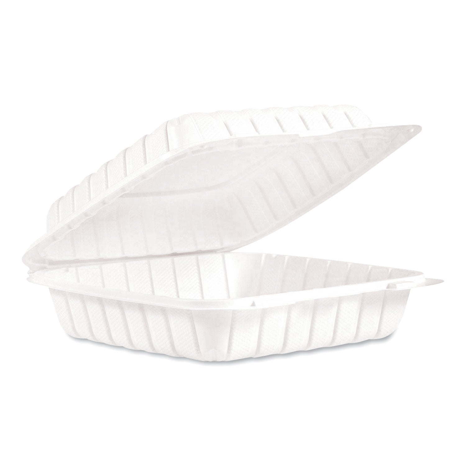 Hinged Lid Containers, Single Compartment, 9 x 8.8 x 3, White, Plastic, 150/Carton