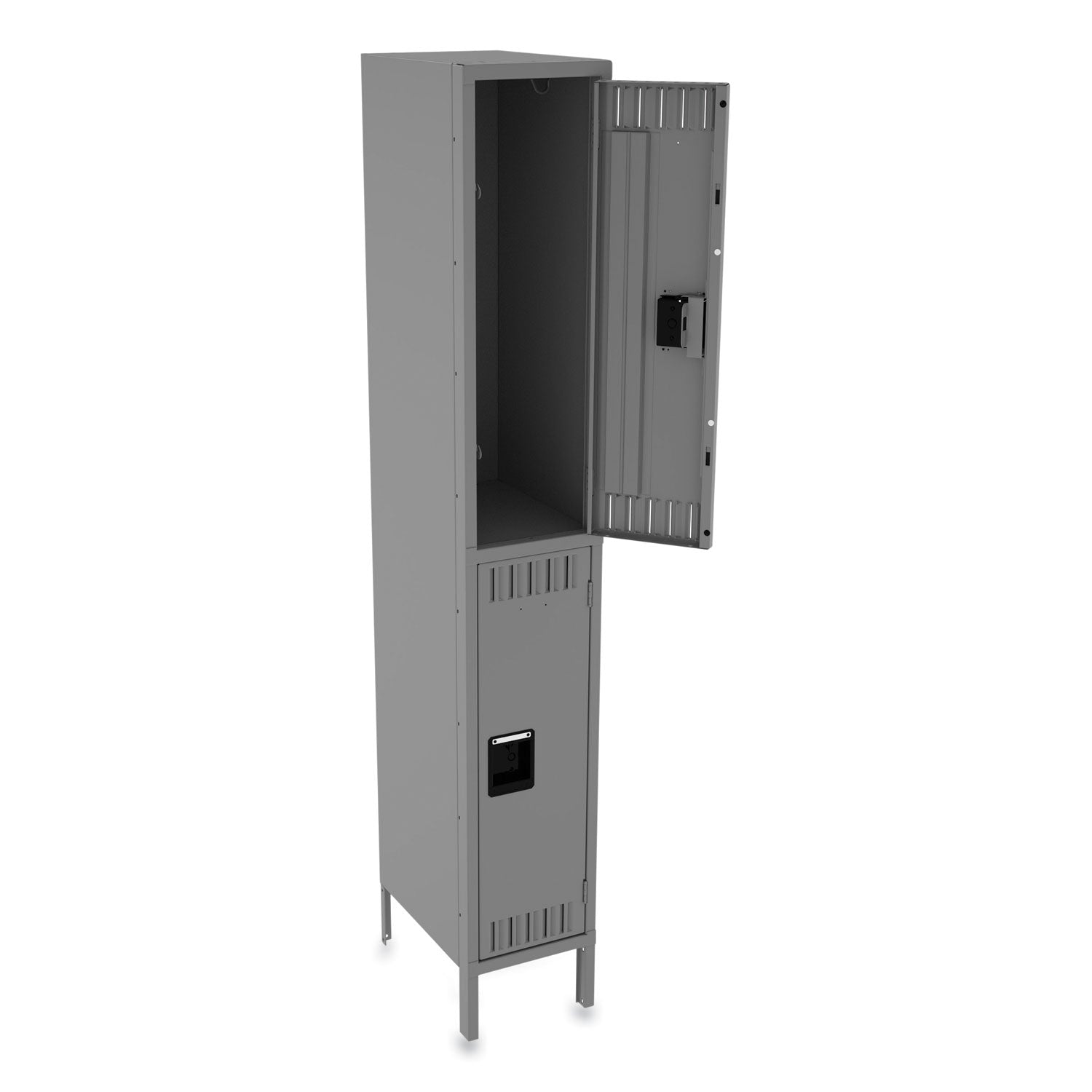 Tennsco Double Tier Locker with Legs, Single Stack, 12w x 18d x 78h, Medium Gray