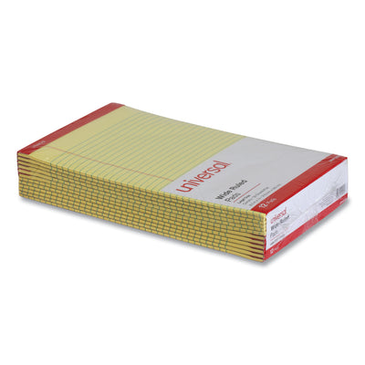 Universal® Perforated Ruled Writing Pads, Wide/Legal Rule, Red Headband, 50 Canary-Yellow 8.5 x 14 Sheets, Dozen Flipcost Flipcost