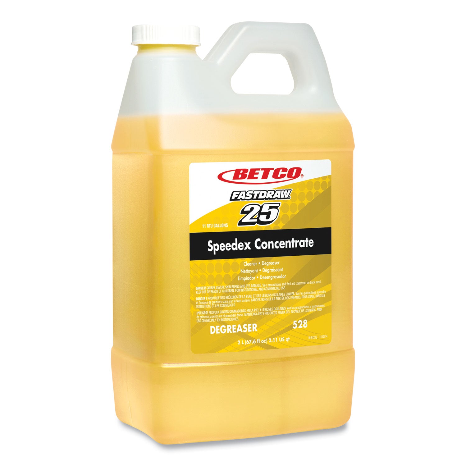 Speedex FastDraw 25 Concentrate Heavy-Duty Degreaser, Lemon Scent, 67.6 oz Bottle, 4/Carton