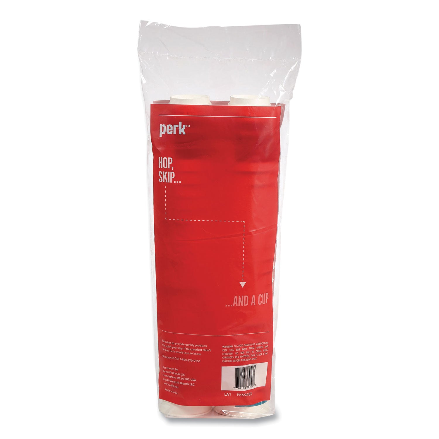 Insulated Paper Hot Cups, 12 oz, White/Blue, 40/Pack Perk™ Flipcost