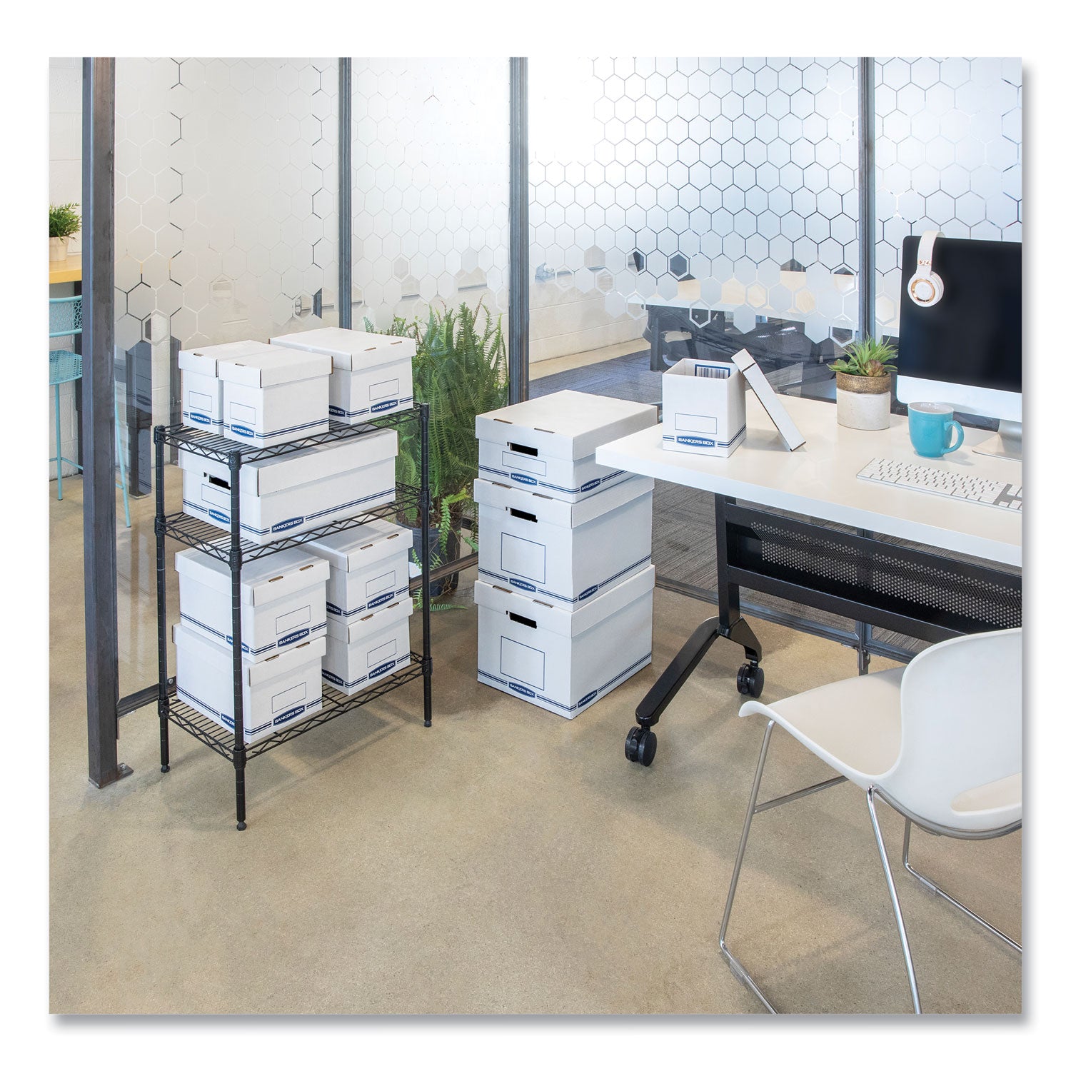 Bankers Box® Organizer Storage Boxes, X-Large, 12.75" x 16.5" x 10.5", White/Blue, 12/Carton