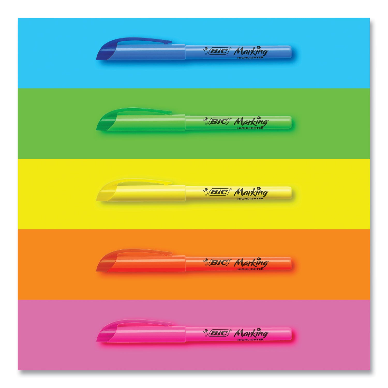 BIC® Brite Liner Highlighter, Fluorescent Yellow Ink, Chisel Tip, Yellow/Black Barrel, Dozen