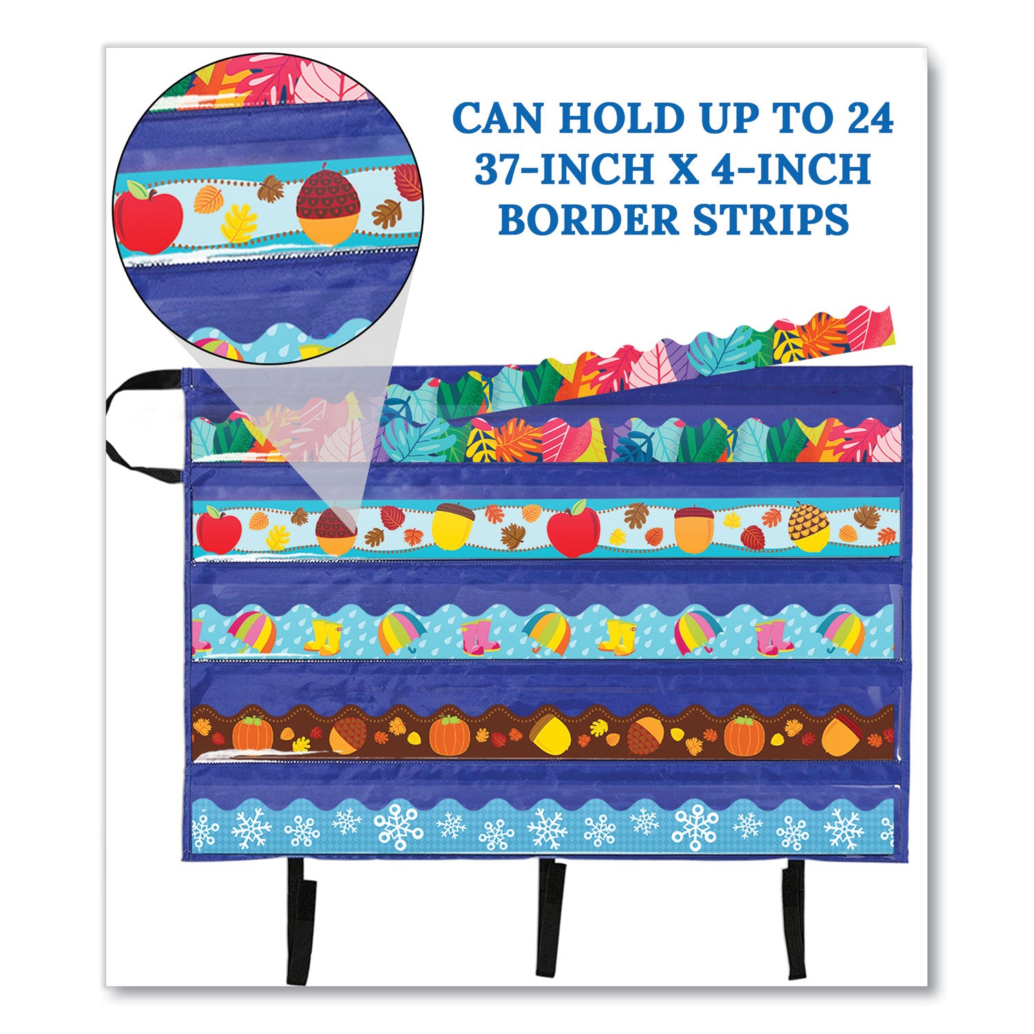 Carson-Dellosa Education Border Storage Pocket Chart, Blue/Clear, 41" x 24.5"