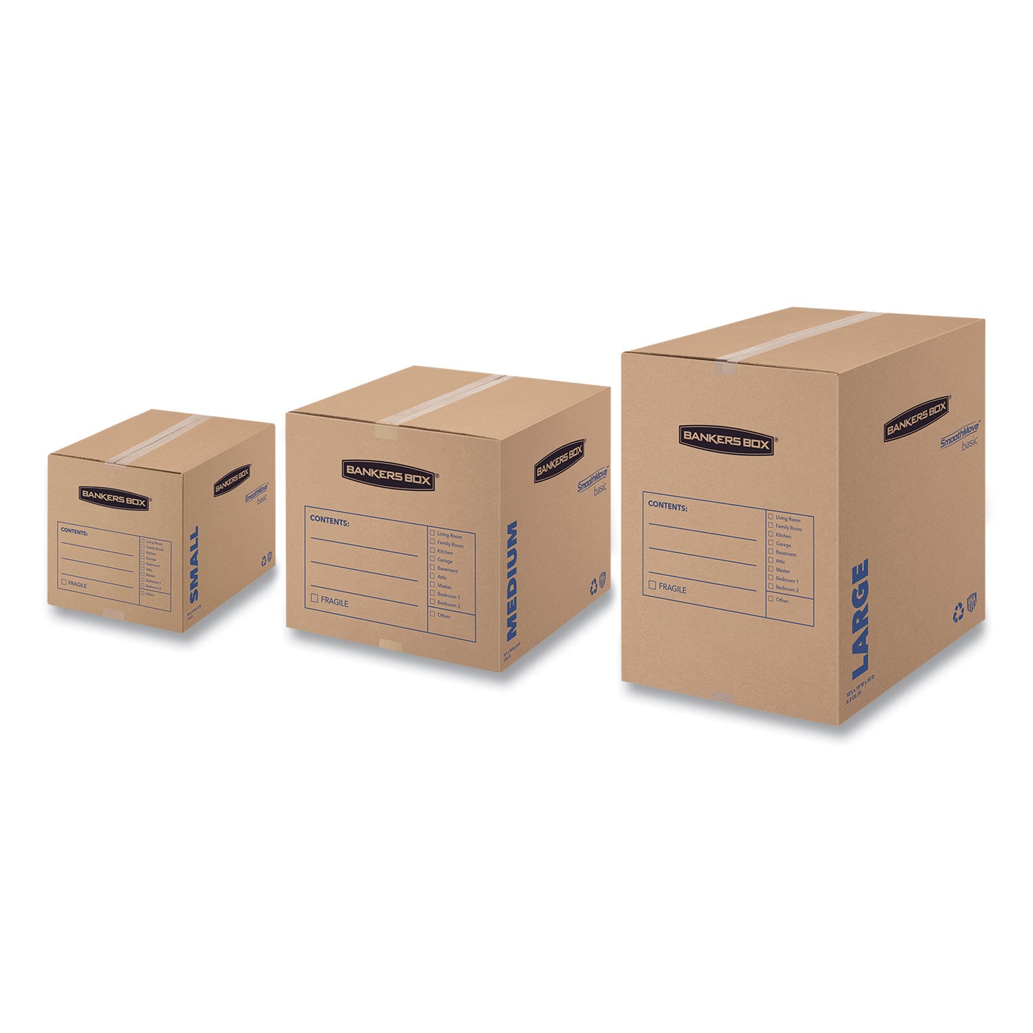 Bankers Box® SmoothMove Basic Moving Boxes, Regular Slotted Container (RSC), Medium, 18" x 18" x 16", Brown/Blue, 20/Bundle