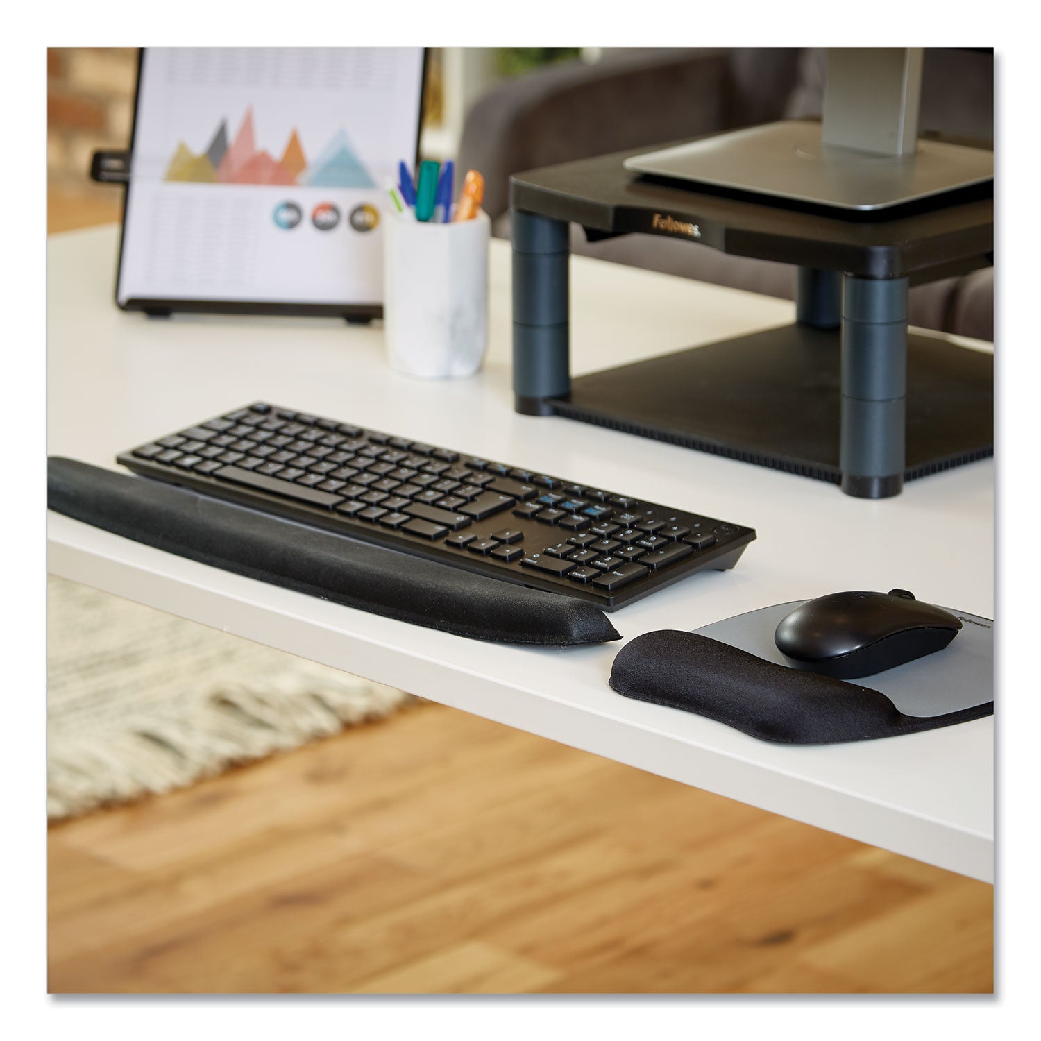 Fellowes® Memory Foam Keyboard Wrist Rest, 19.31 x 2.31, Black