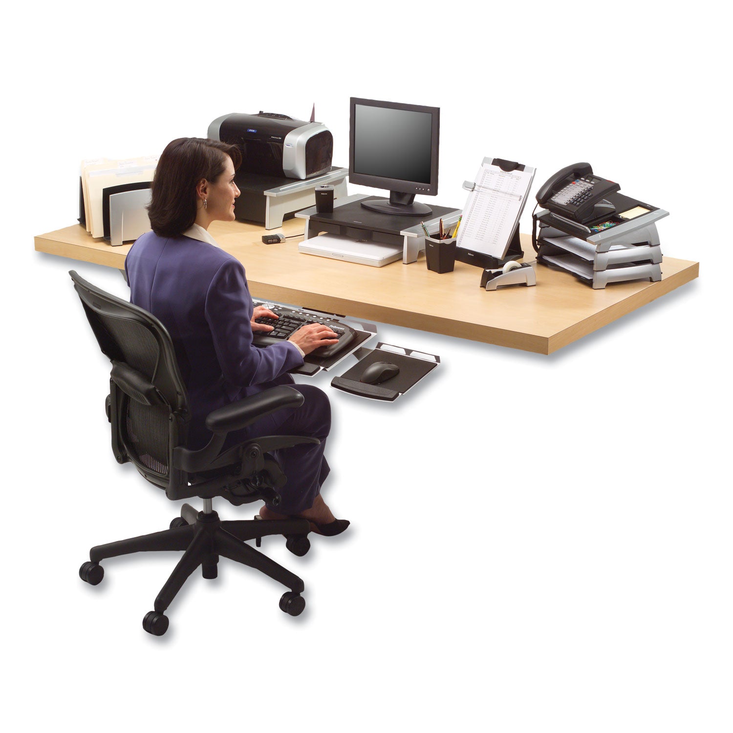 Fellowes® Office Suites Printer/Machine Stand, 21.25 x 18.06 x 5.25, Black/Silver