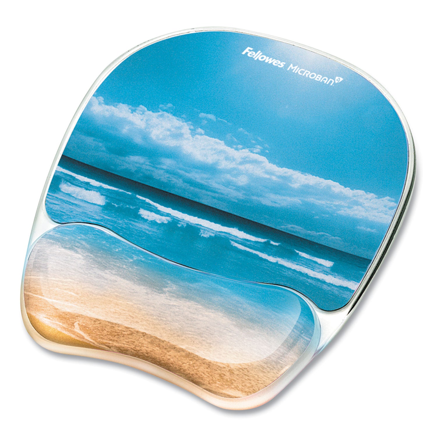 Fellowes® Photo Gel Mouse Pad with Wrist Rest with Microban Protection, 7.87 x 9.25, Sandy Beach Design