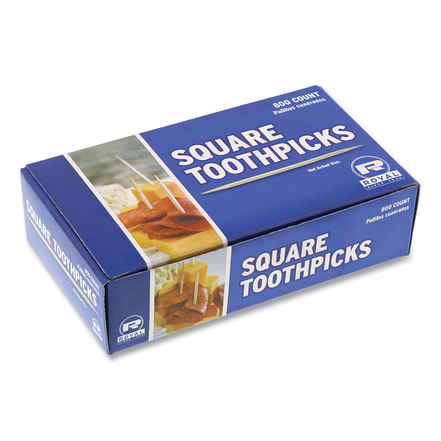 AmerCareRoyal® Square Wood Toothpicks, 2.75", Natural, 800/Box, 24 Boxes/Carton