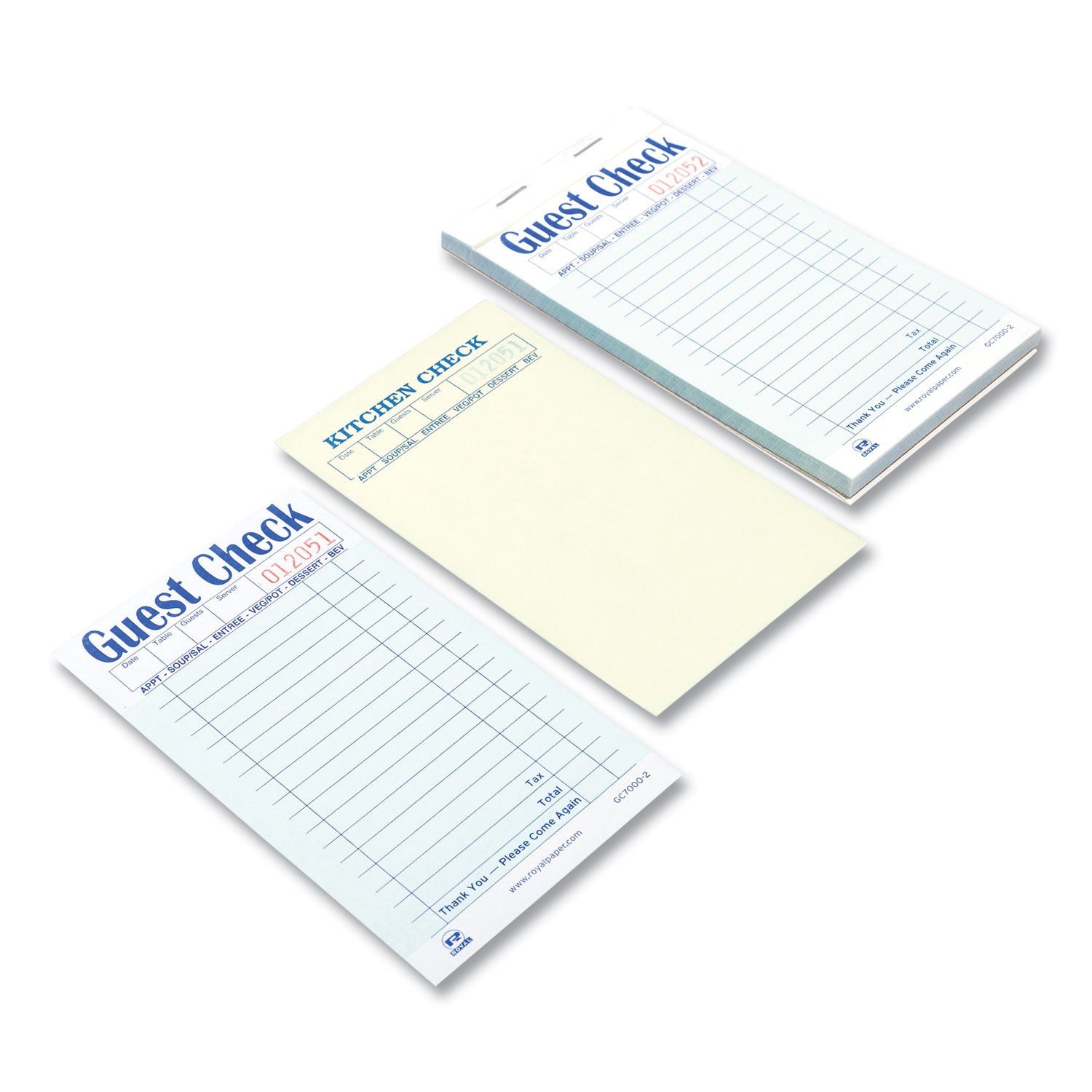 AmerCareRoyal® Guest Check Pad, 17 Lines, Two-Part Carbonless, 3.6 x 6.7, 50 Forms/Pad, 50 Pads/Carton