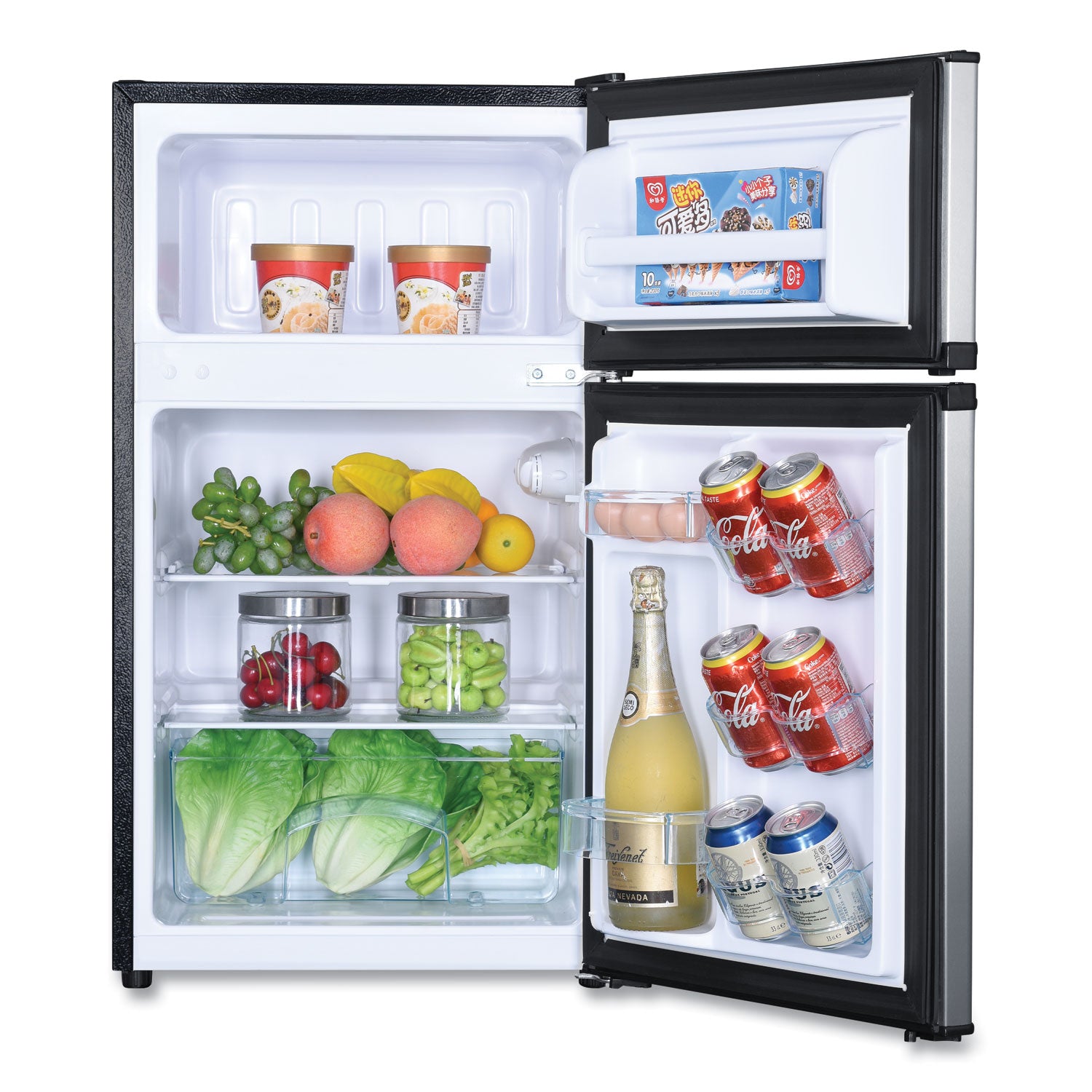 Avanti Counter-Height 3.1 Cu. Ft Two-Door Refrigerator/Freezer, Black/Stainless Steel