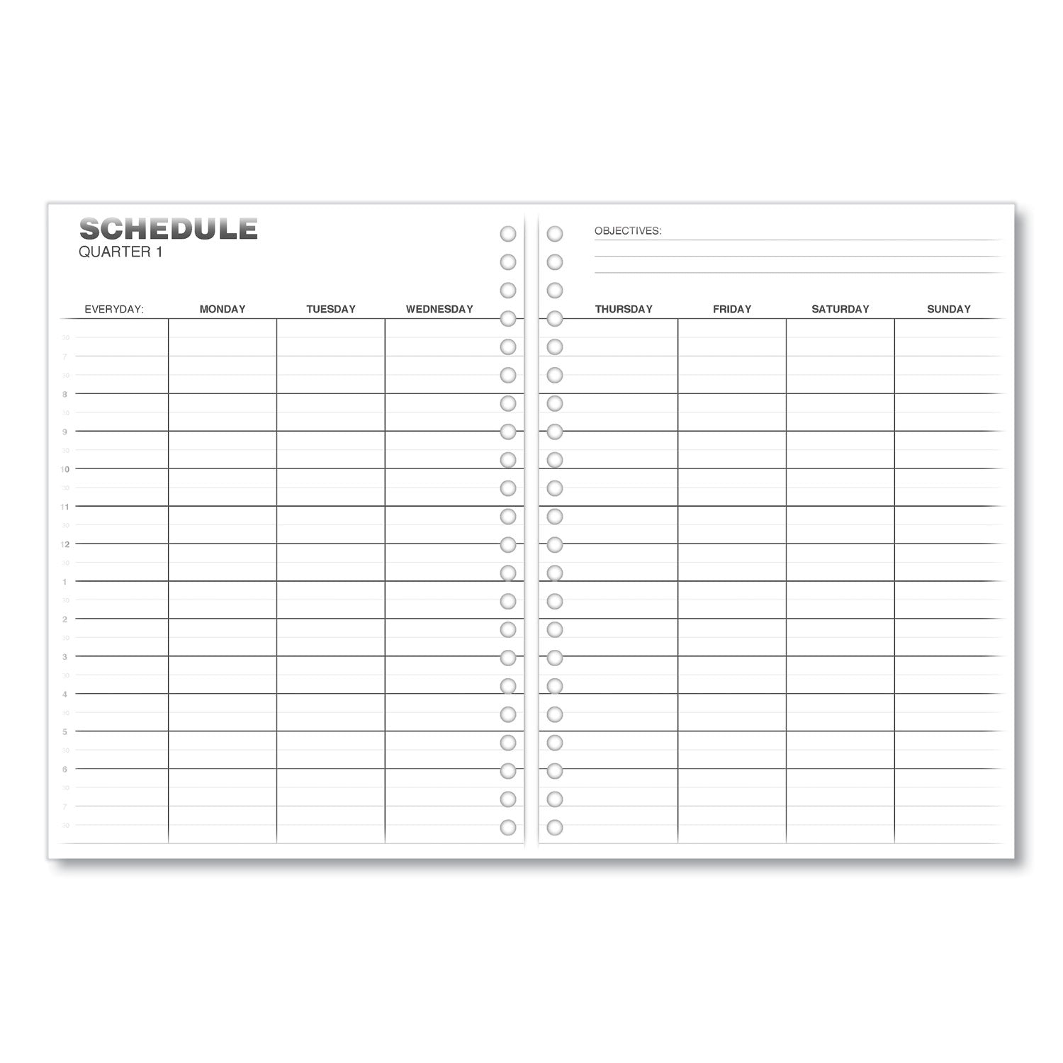 Universal® Weekly Planner, 11 x 8, Black Cover, 14-Month: Dec 2024 to Jan 2026