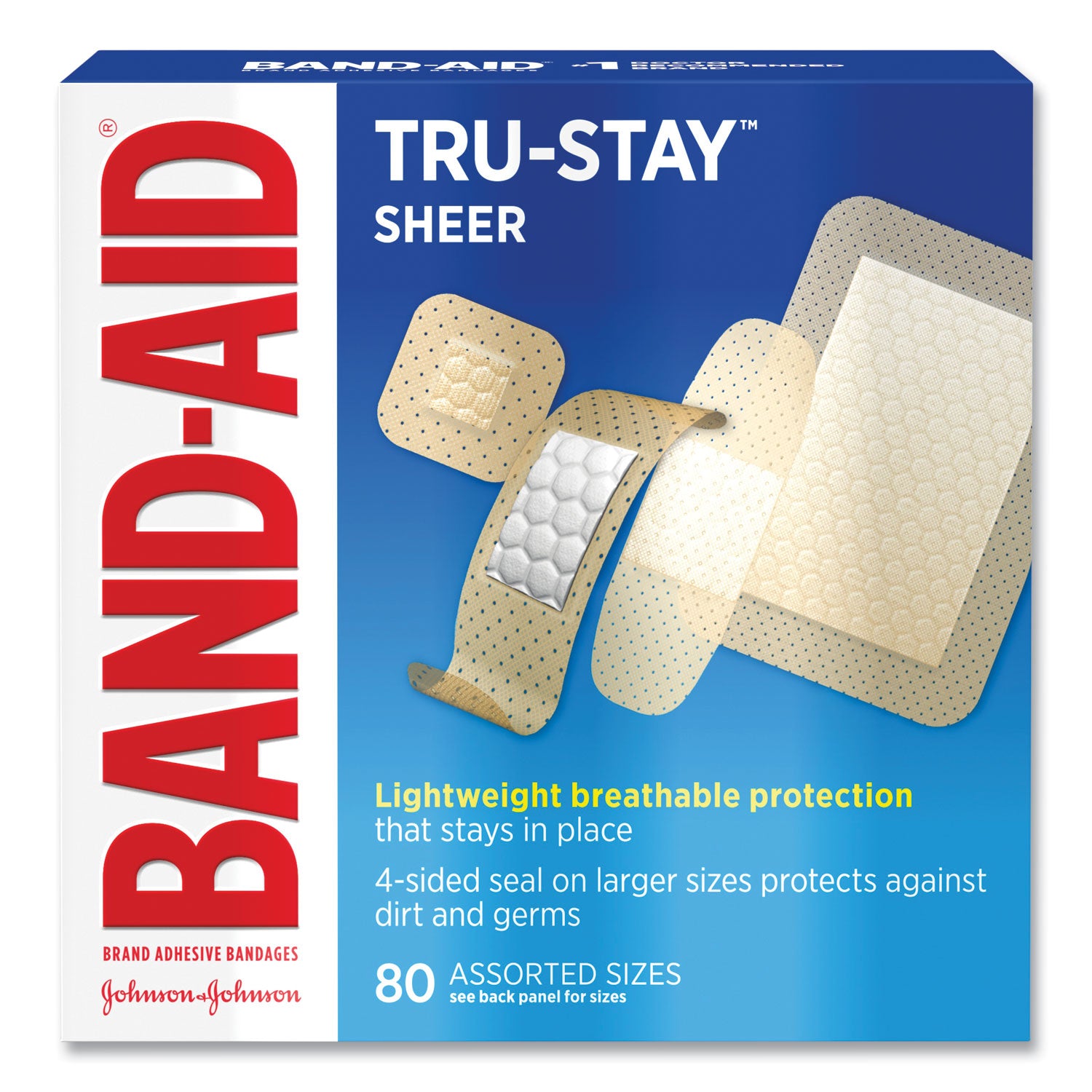 Tru-Stay Sheer Strips Adhesive Bandages, Assorted, 80/Box