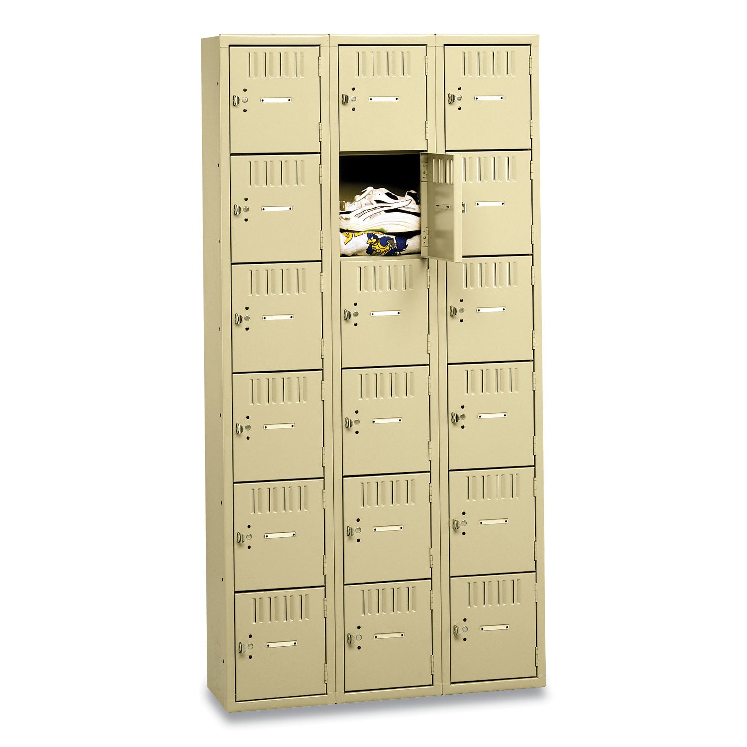 Tennsco Box Compartments, Triple Stack, 36w x 18d x 72h, Sand