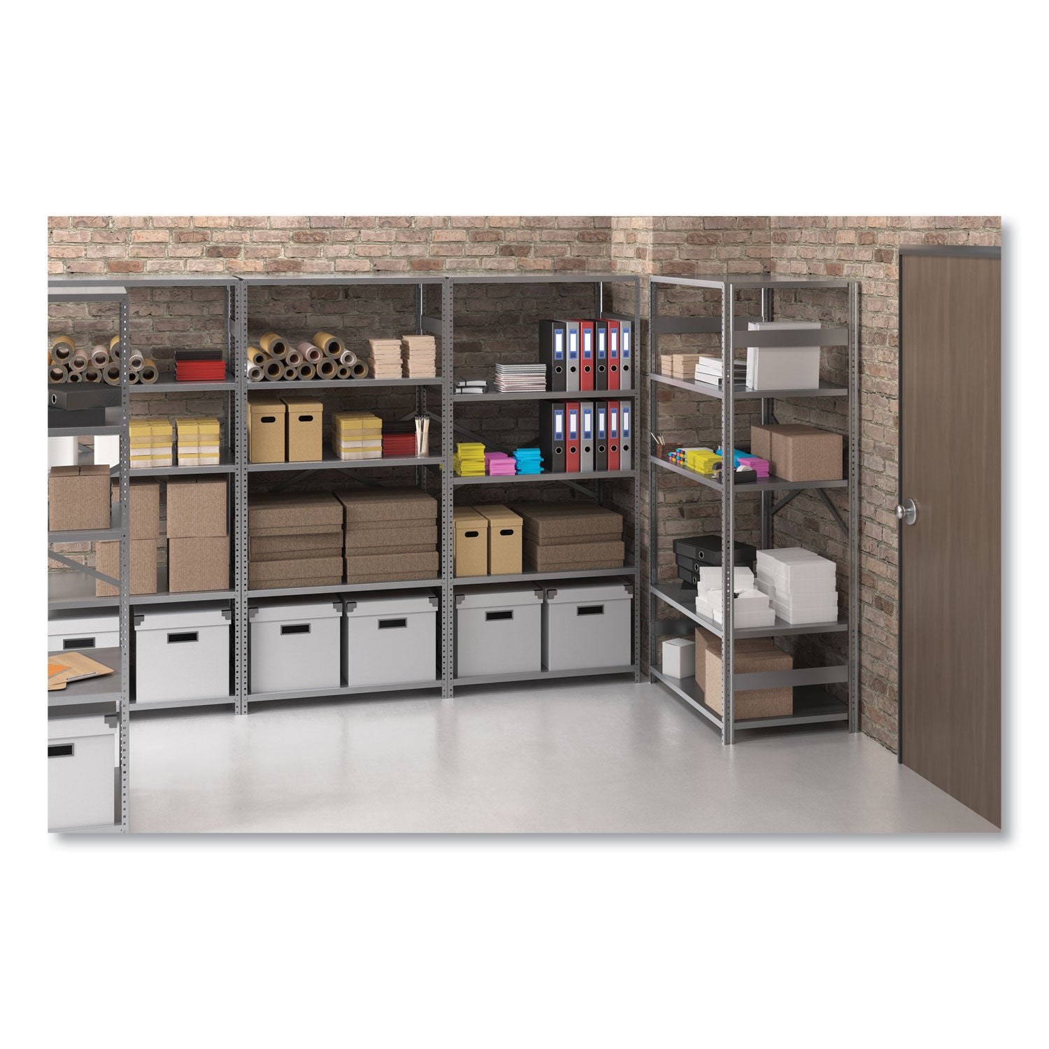 Tennsco Closed Commercial Steel Shelving, Five-Shelf, 36w x 24d x 75h, Medium Gray