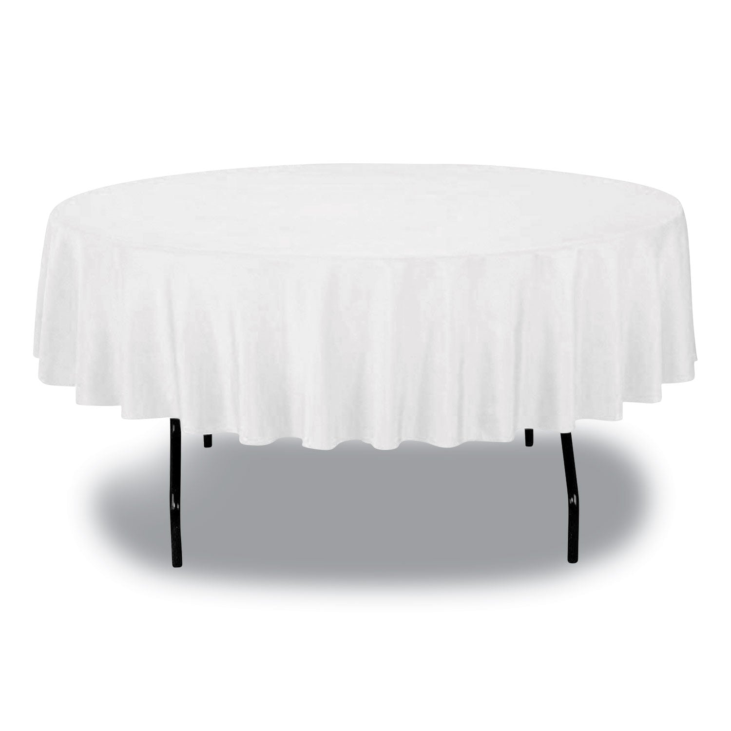 Tablemate® Table Set Round Table Cover, Plastic, 84" Diameter, White, 6/Pack