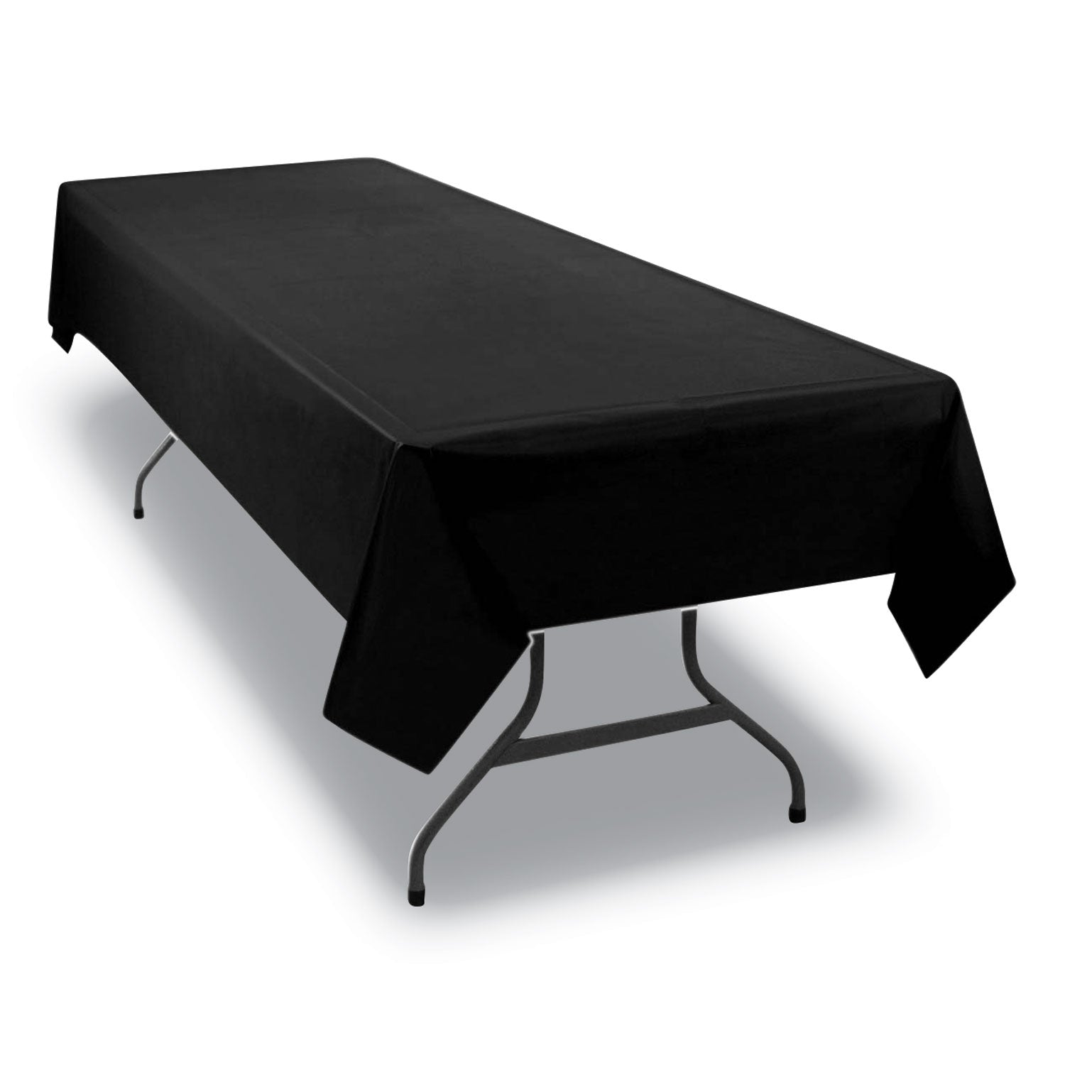 Tablemate® Table Set Rectangular Table Covers, Heavyweight Plastic, 54" x 108", Black, 6/Pack