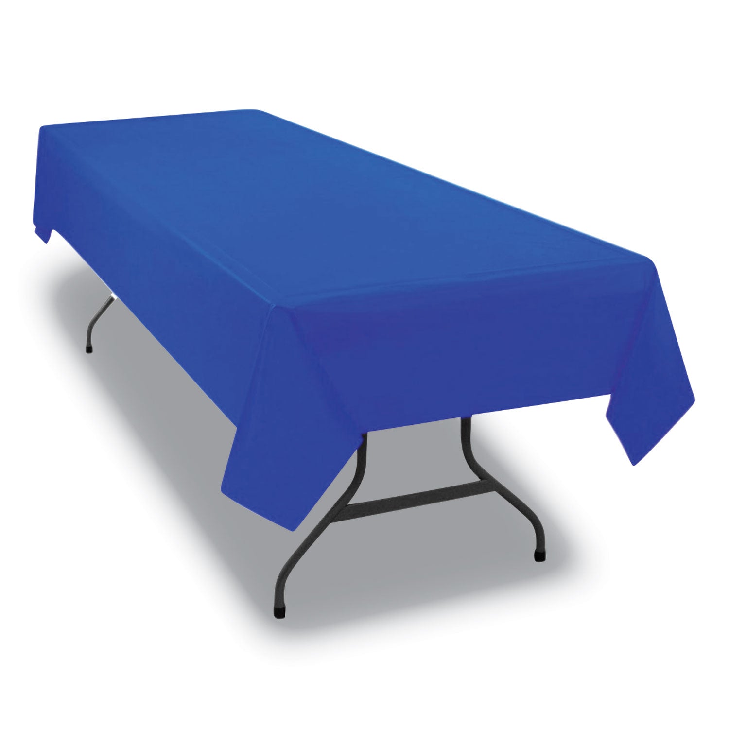 Tablemate® Table Set Rectangular Table Cover, Heavyweight Plastic, 54" x 108", Blue, 6/Pack