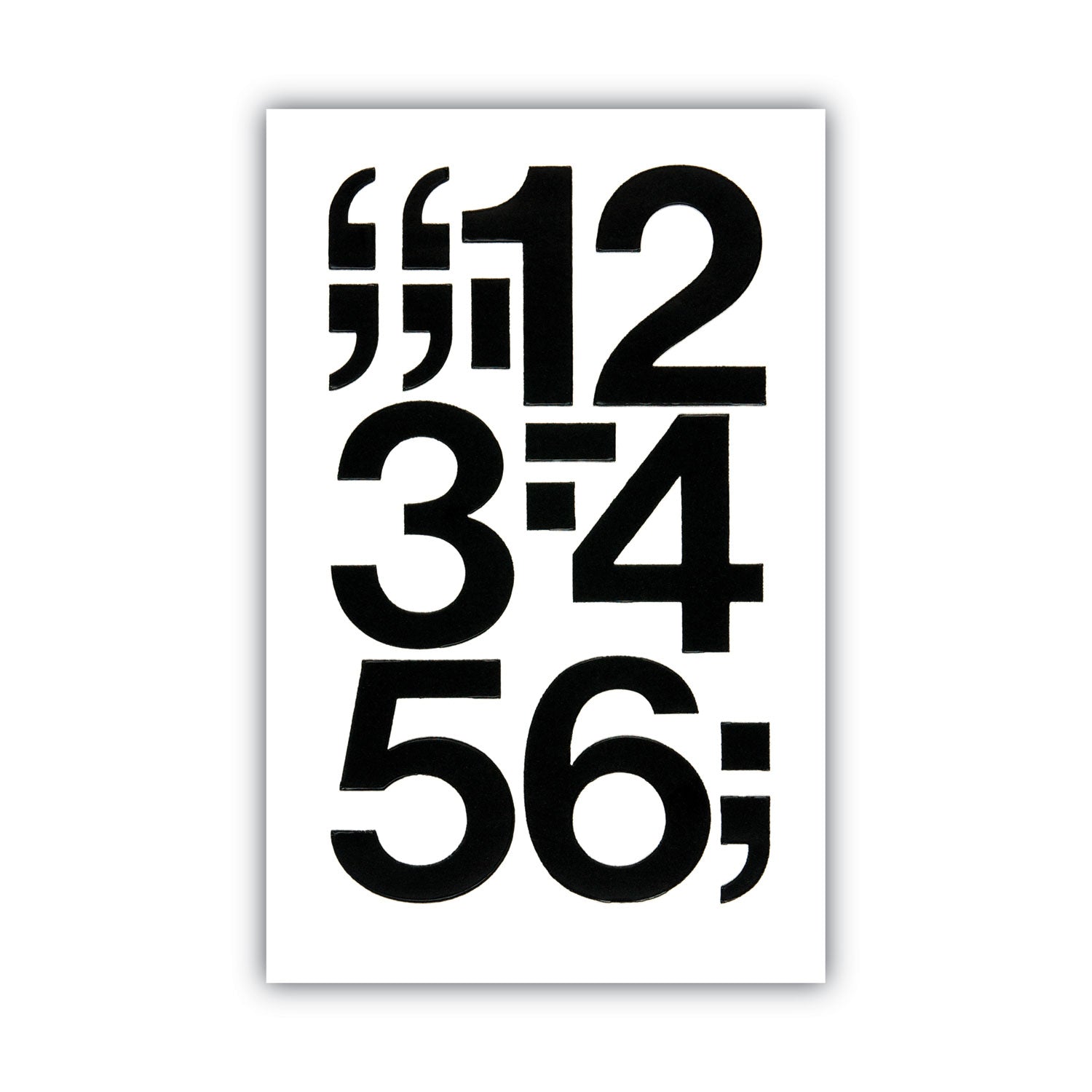 Chartpak® Press-On Vinyl Numbers, Self Adhesive, Black, 3"h, 10/Pack