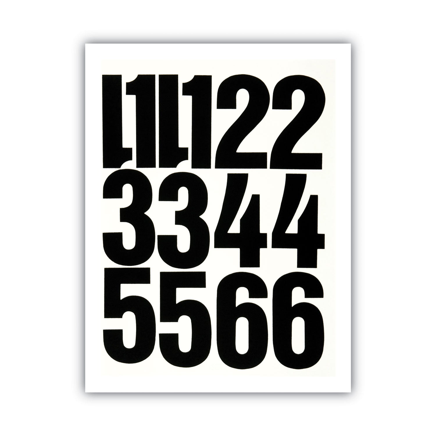 Chartpak® Press-On Vinyl Numbers, Self Adhesive, Black, 4"h, 23/Pack