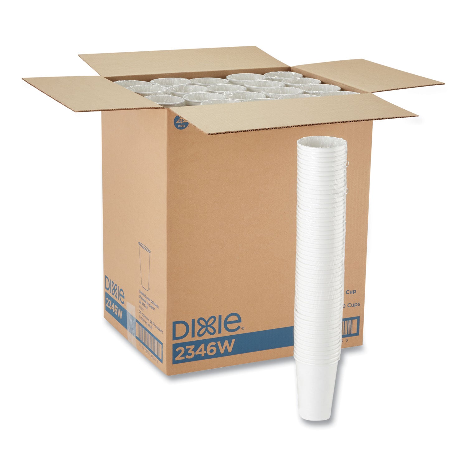 Dixie® Paper Hot Cups, 16 oz, White, 50/Sleeve, 20 Sleeves/Carton