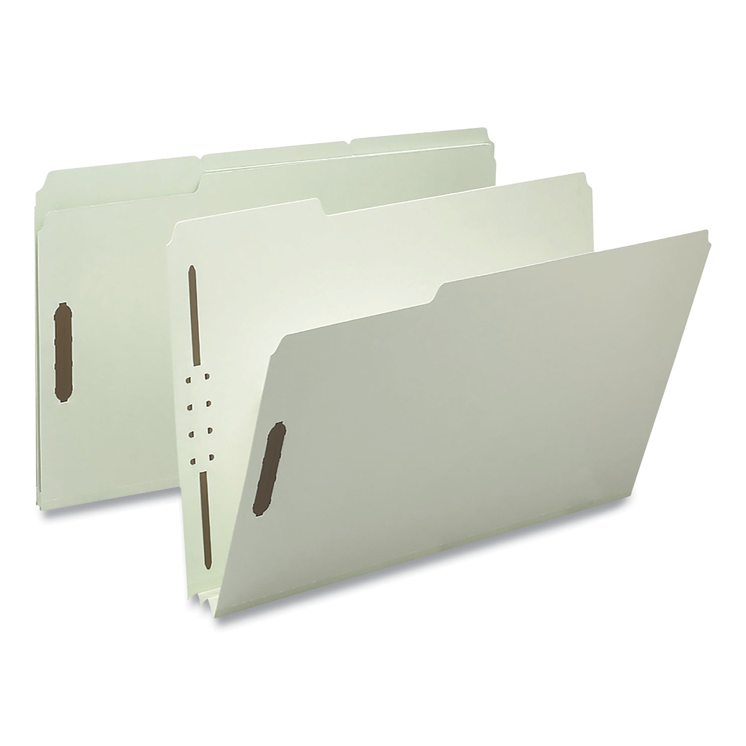 Smead™ Recycled Pressboard Fastener Folders, 3" Expansion, 2 Fasteners, Legal Size, Gray-Green Exterior, 25/Box