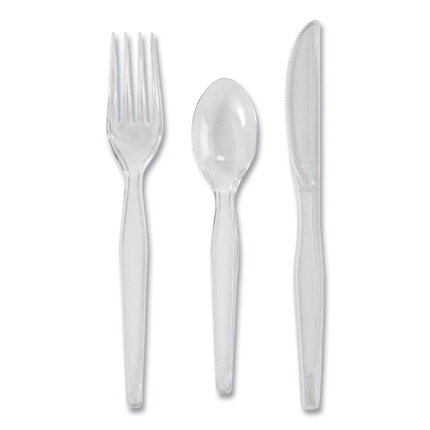 Dixie® Heavyweight Polystyrene Cutlery, Clear, Knives/Spoons/Forks, 180/Pack, 10 Packs/Carton