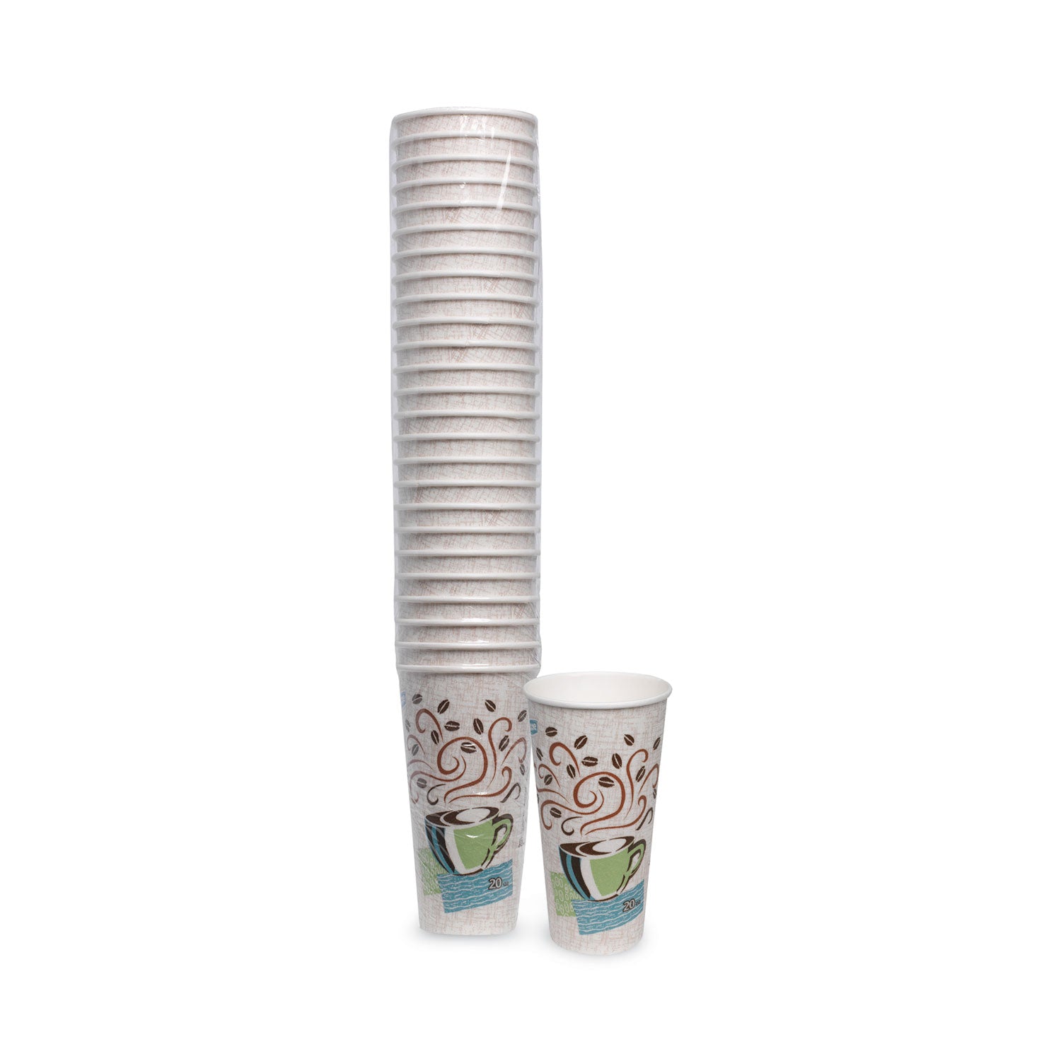 PerfecTouch Paper Hot Cups, 20 oz, Coffee Haze Design, 25/Pack