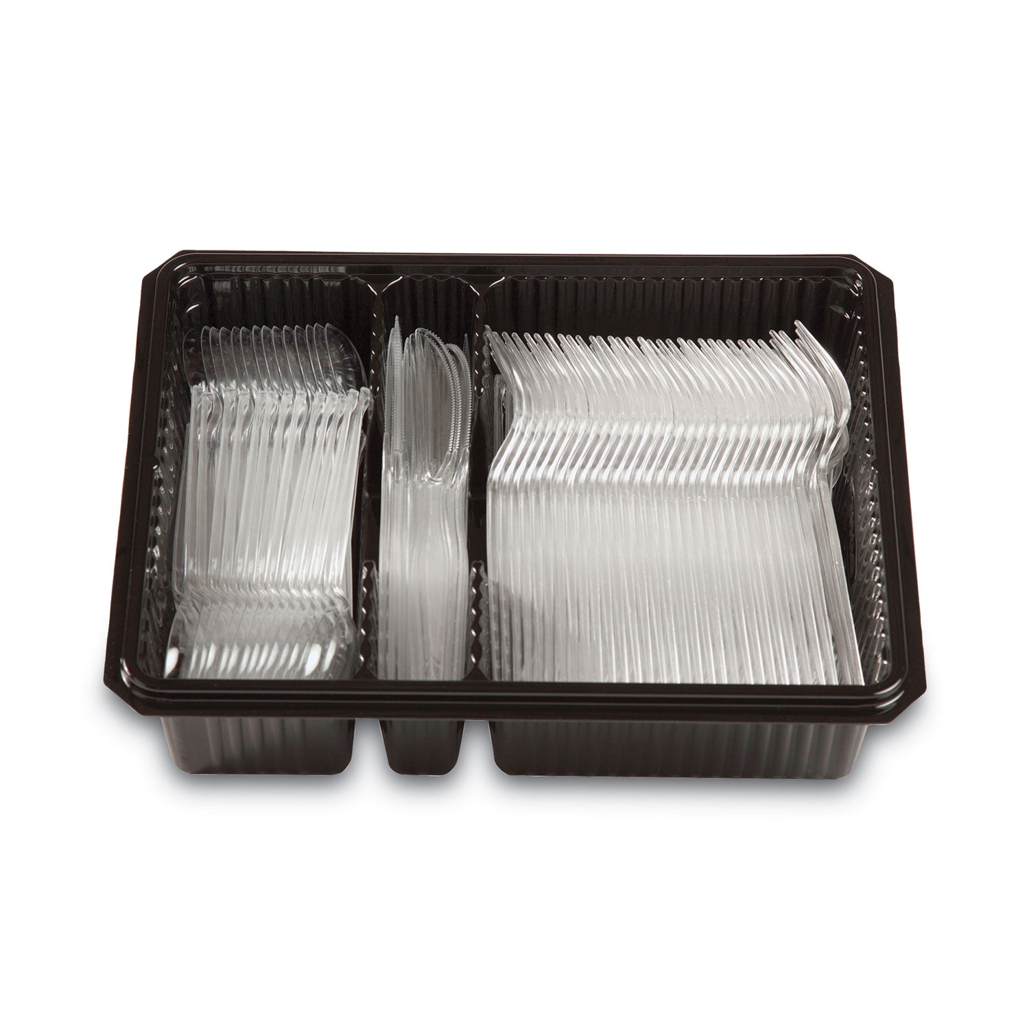 Dixie® Combo Pack, Tray with Clear Plastic Utensils, 90 Forks, 30 Knives, 60 Spoons