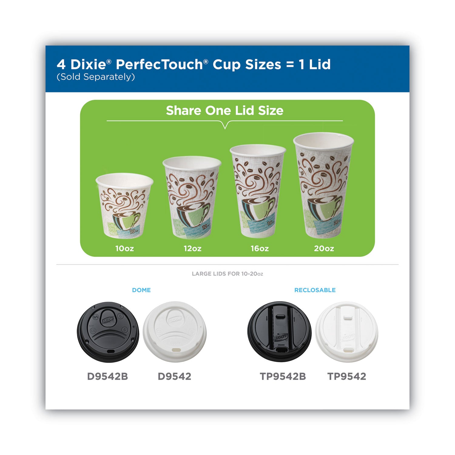 Dixie® PerfecTouch Hot/Cold Cups, 12 oz, White, 50/Bag, 20 Bags/Carton