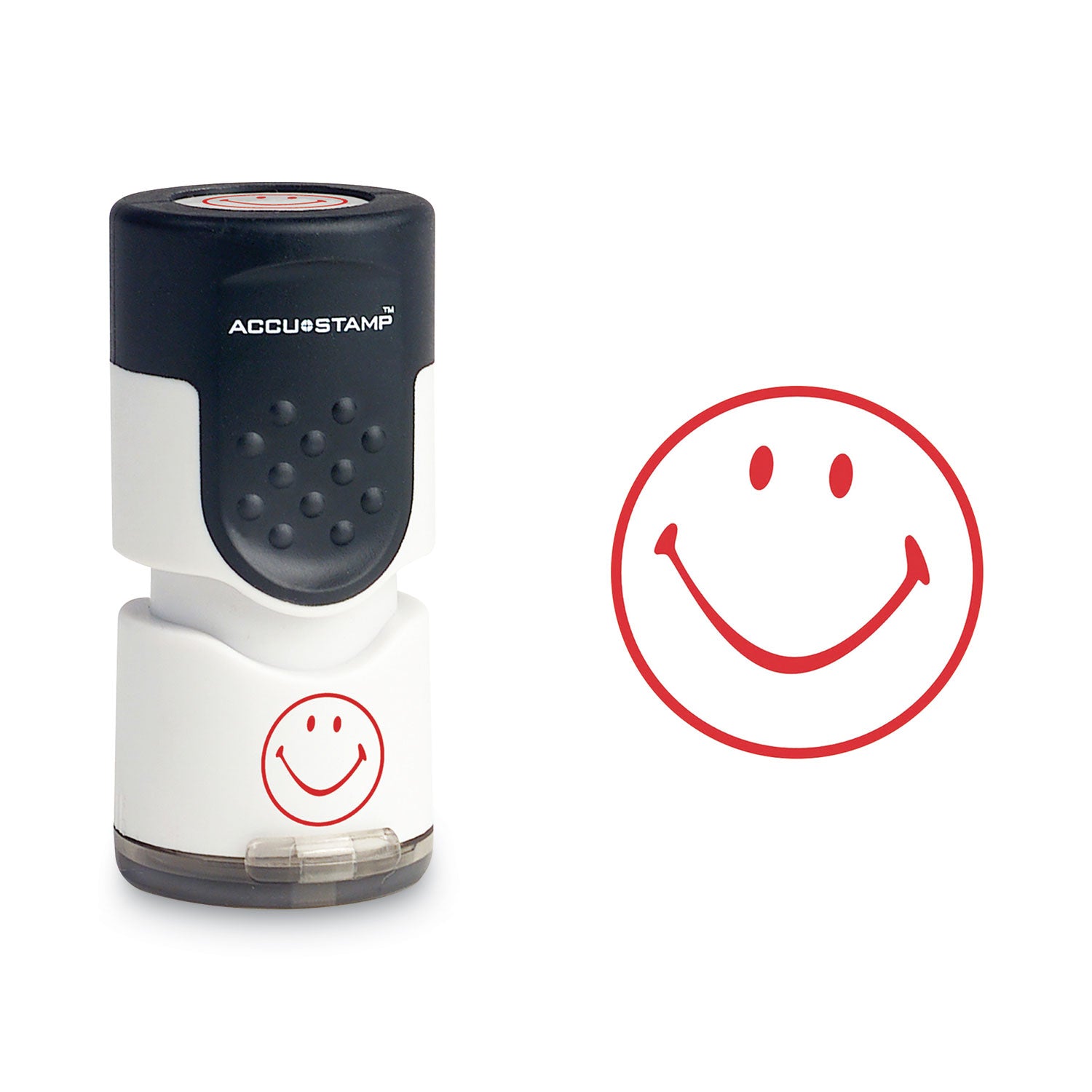 Pre-Inked Round Stamp, Smiley, 0.63" dia, Red ACCUSTAMP® Flipcost