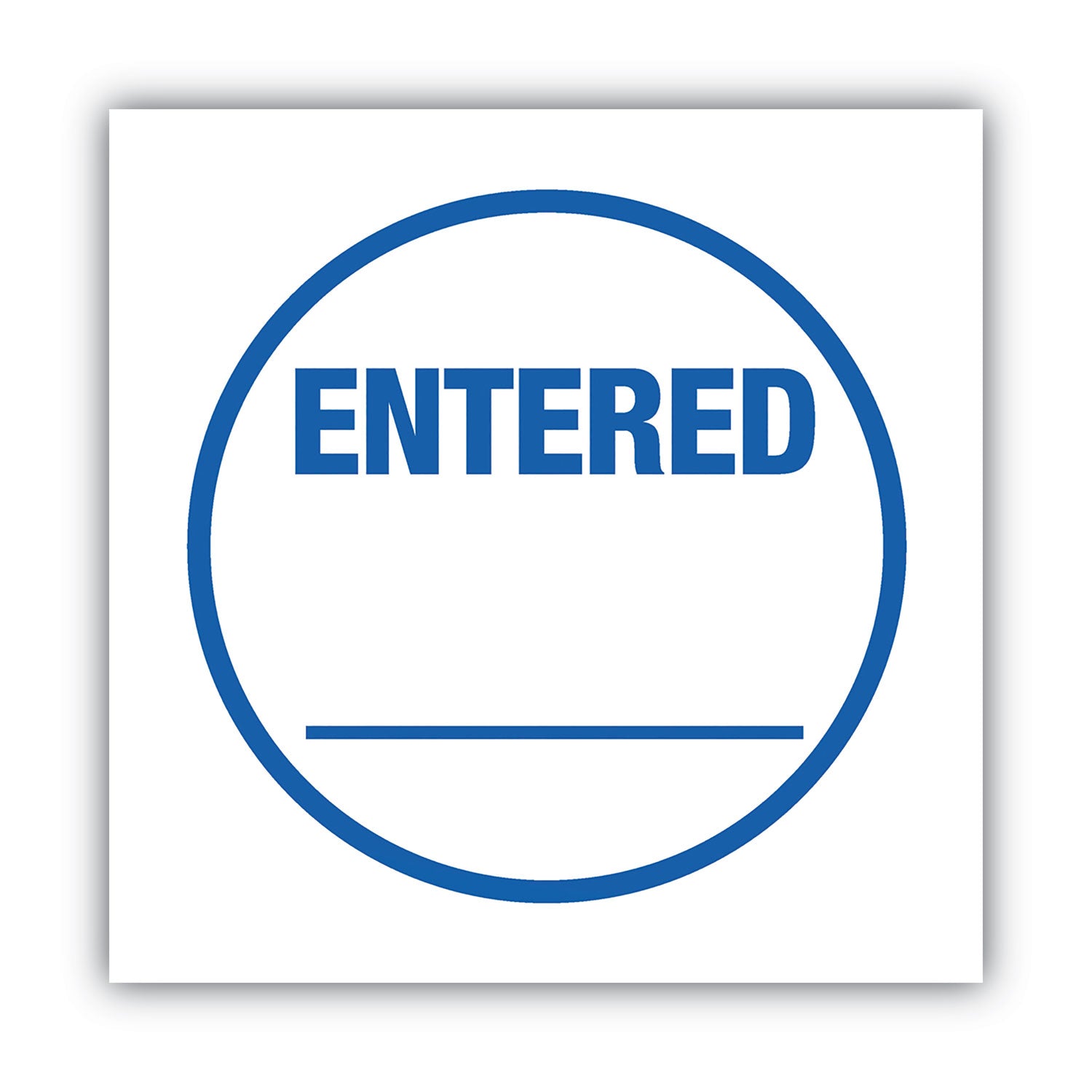 ACCUSTAMP® Pre-Inked Round Stamp, ENTERED, 0.63" dia, Blue