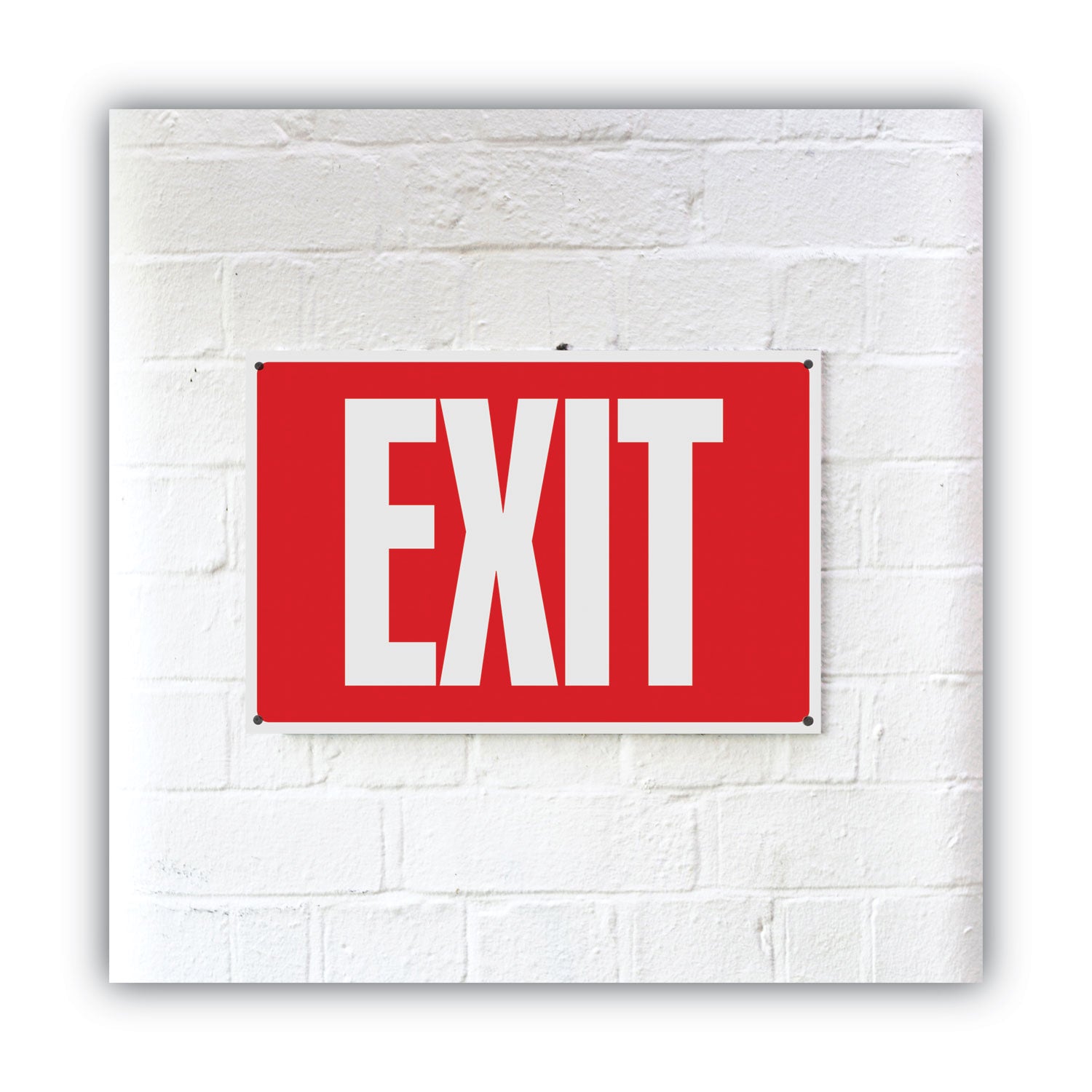 COSCO Glow-in-the-Dark Safety Sign, Exit, 12 x 8, Red