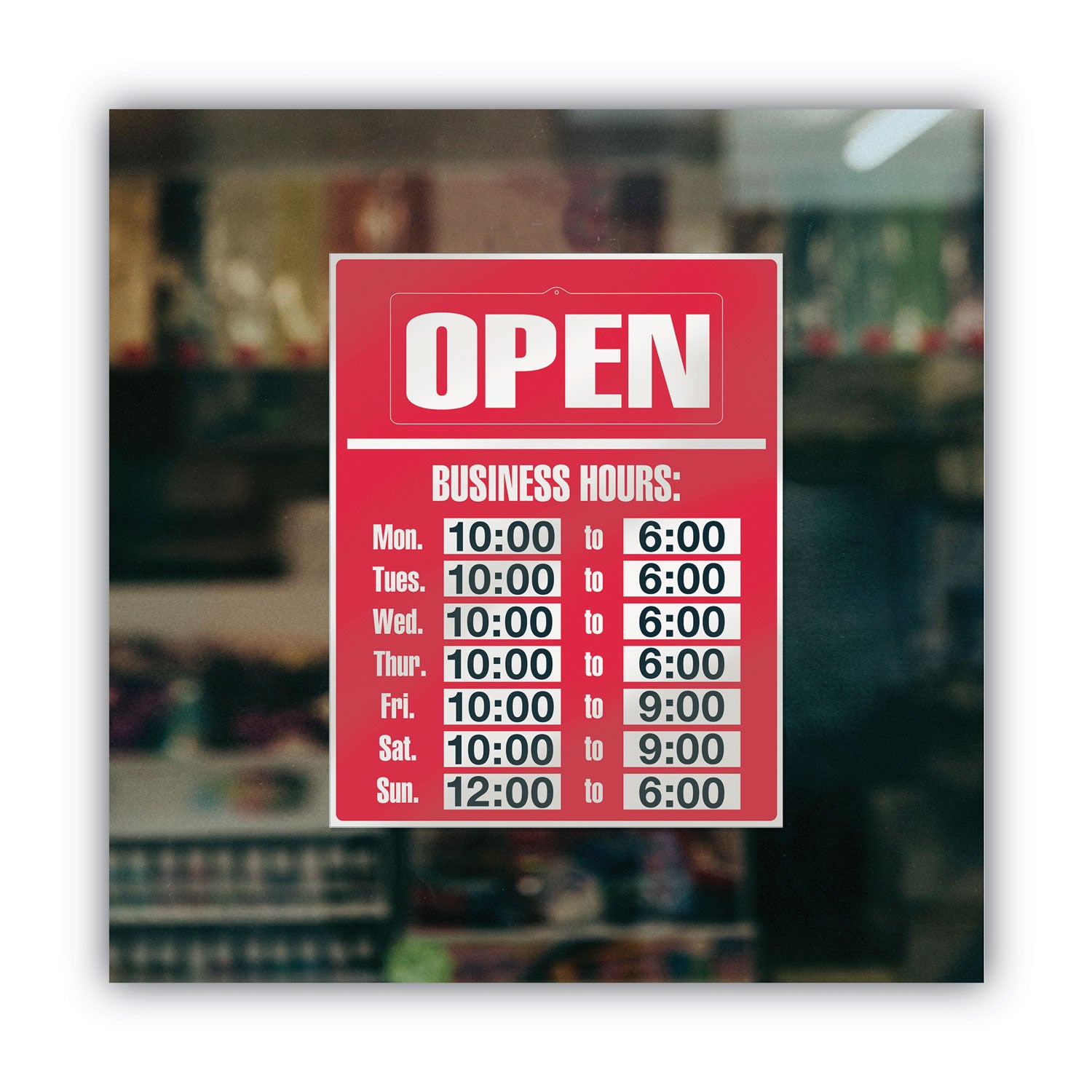 COSCO Business Hours Sign Kit, 15 x 19, Red