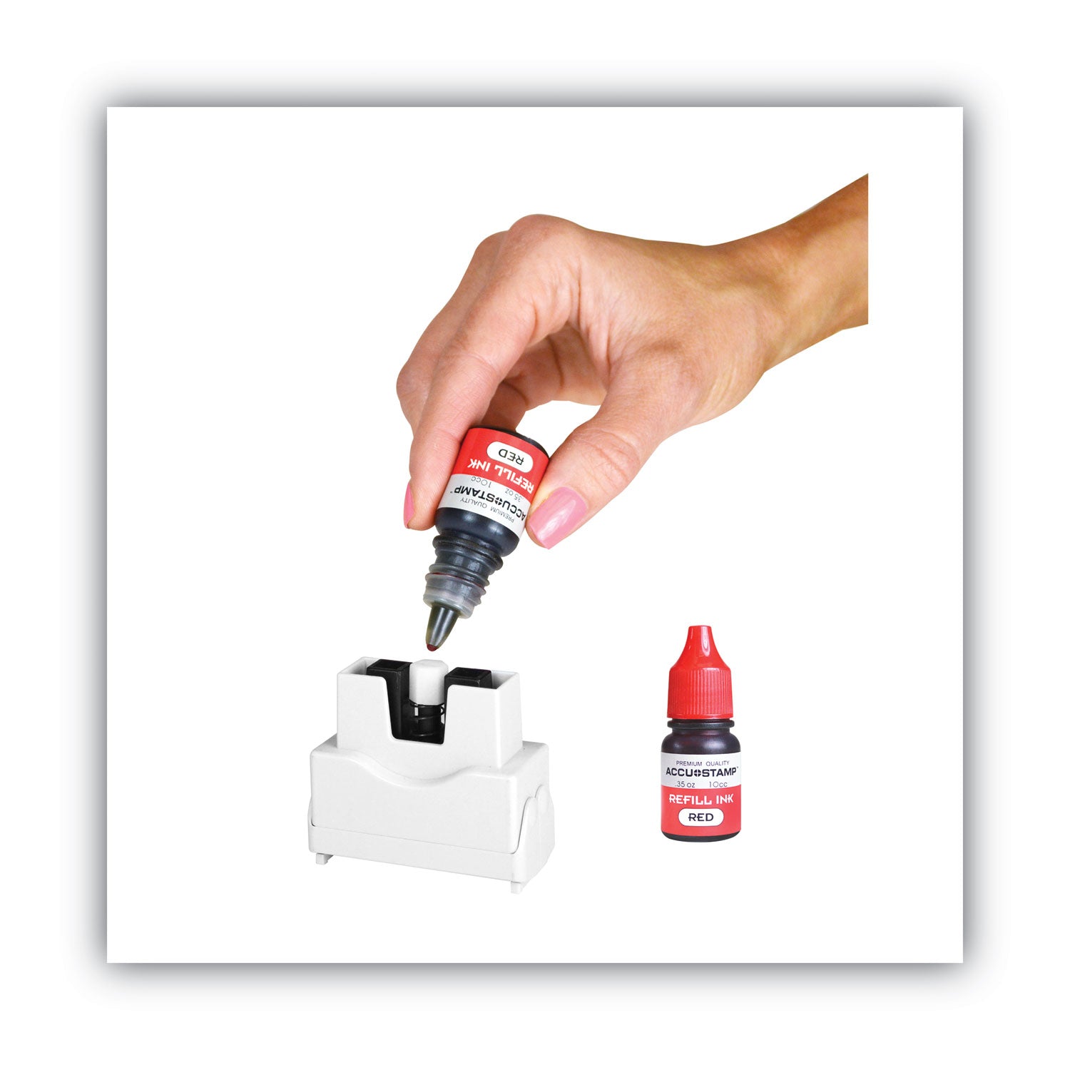 COSCO ACCU-STAMP Gel Ink Refill, 0.35 oz Bottle, Red