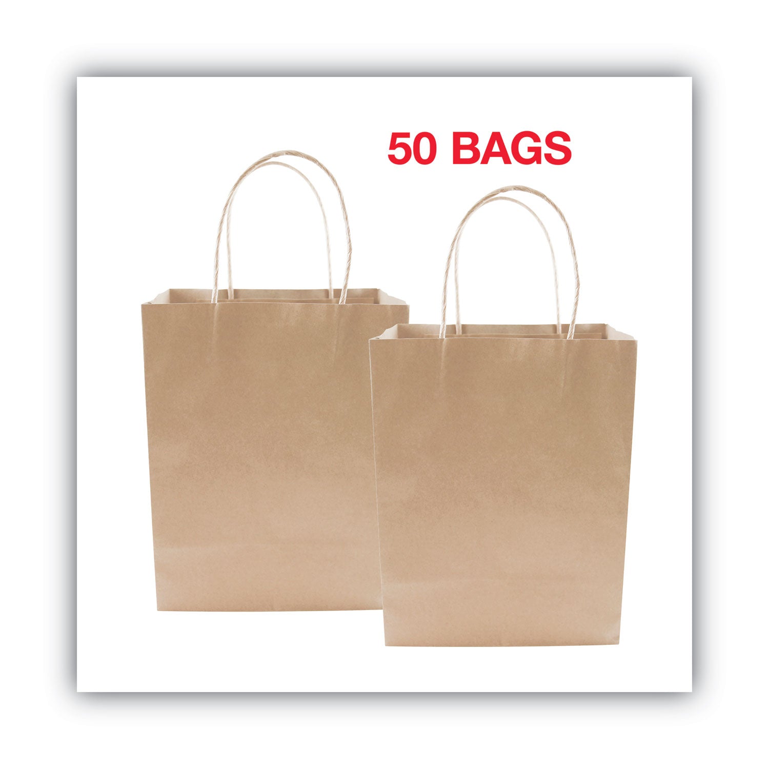 COSCO Premium Shopping Bag, 8" x 4" x 10.25", Brown Kraft, 50/Box