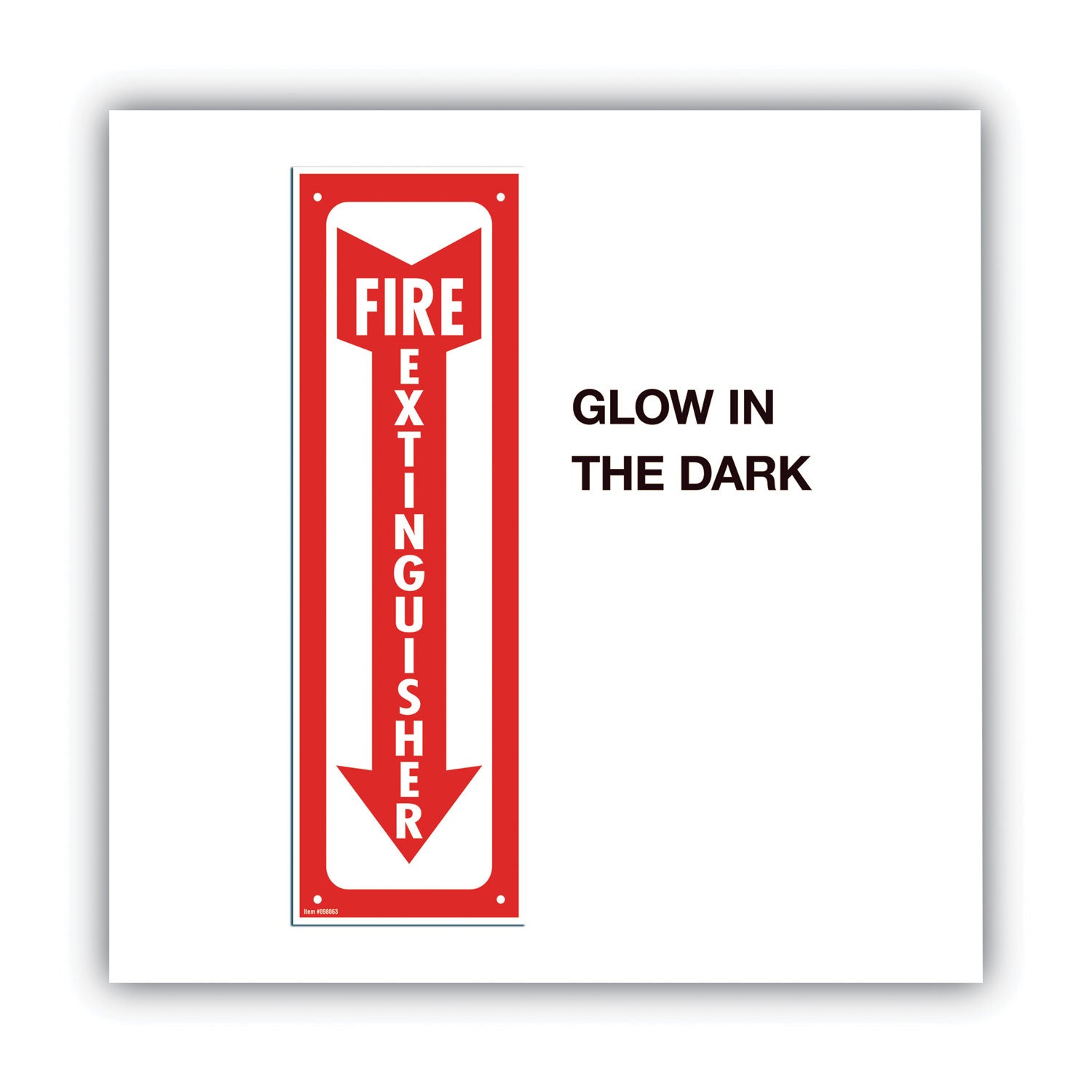 COSCO Glow-In-The-Dark Safety Sign, Fire Extinguisher, 4 x 13, Red