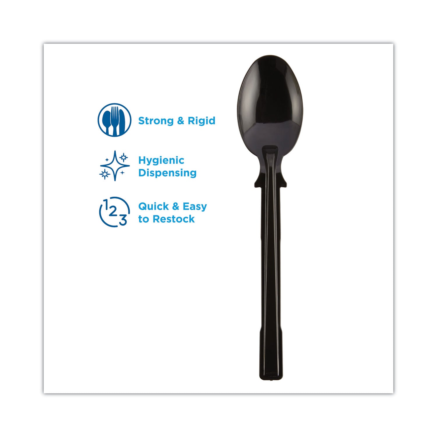 Dixie® SmartStock Tri-Tower Dispensing System Cutlery, Teaspoons, Mediumweight, Polystyrene, Black, 40/Cartridge, 24 Cartridges/CT