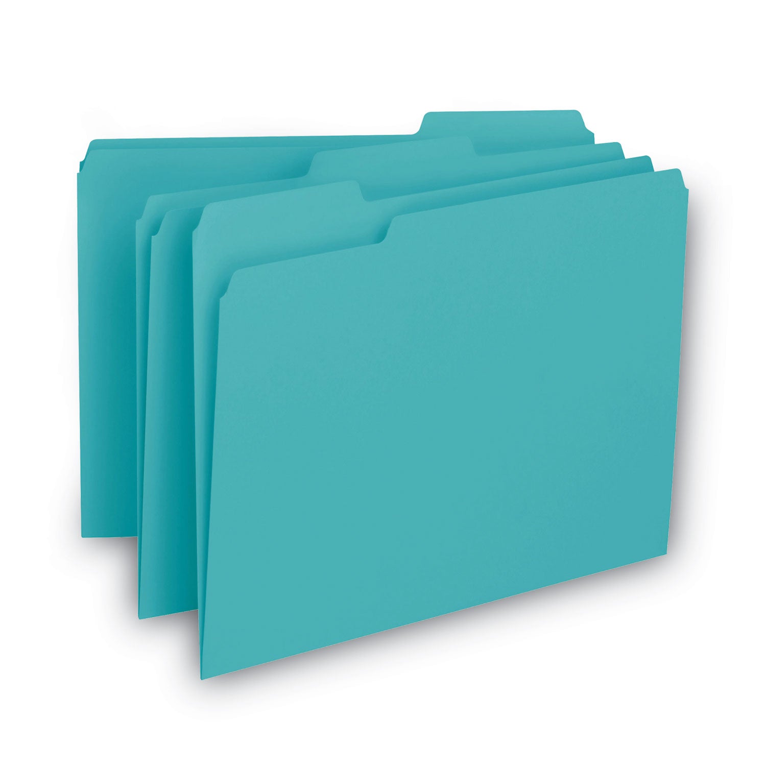 Smead™ Interior File Folders, 1/3-Cut Tabs: Assorted, Letter Size, 0.75" Expansion, Aqua, 100/Box