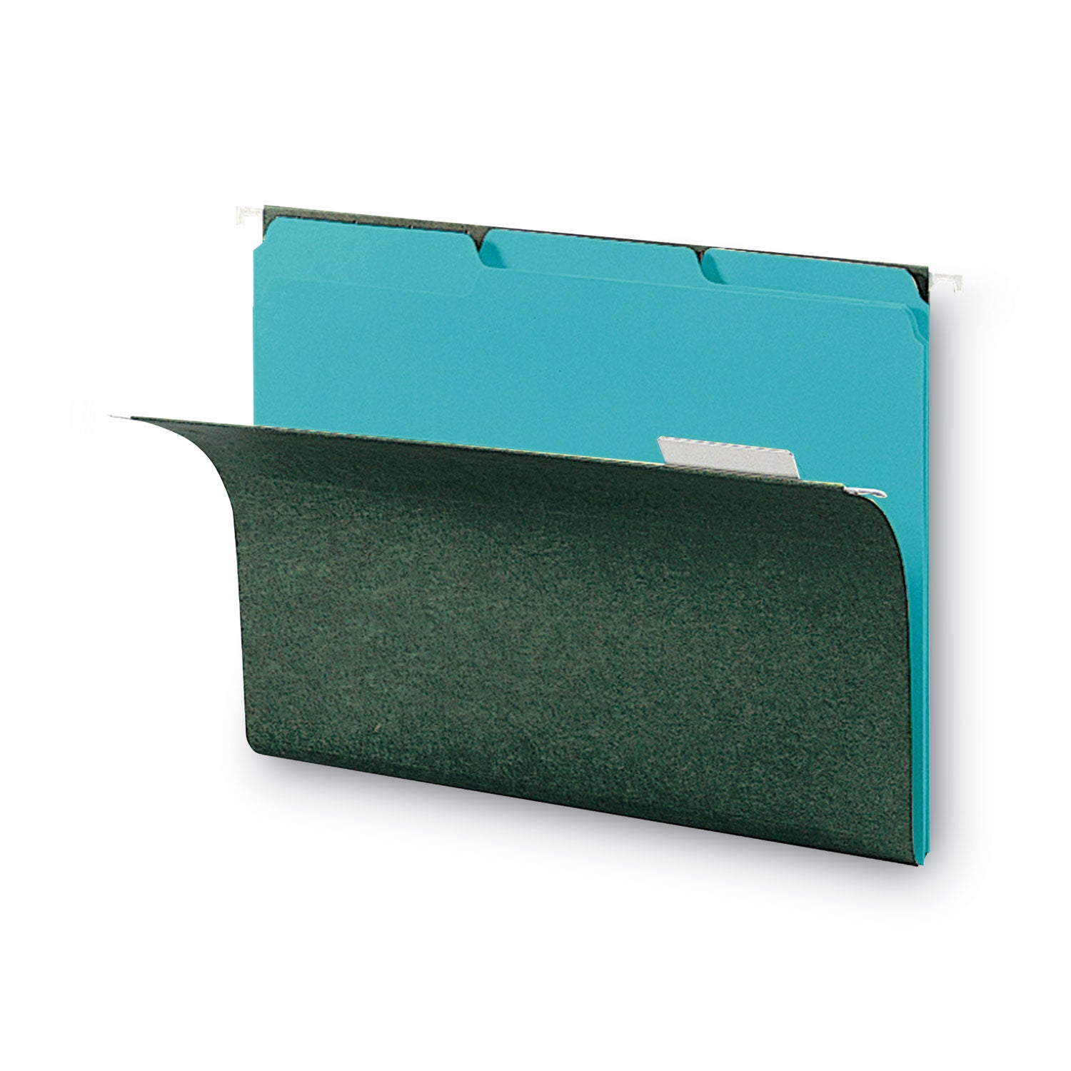 Smead™ Interior File Folders, 1/3-Cut Tabs: Assorted, Letter Size, 0.75" Expansion, Aqua, 100/Box