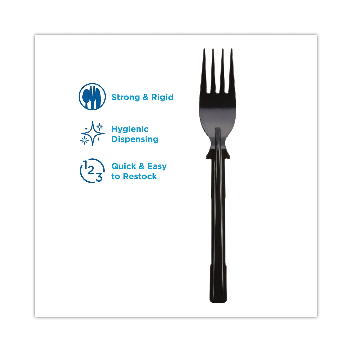 Dixie® SmartStock Tri-Tower Dispensing System Cutlery, Forks, Mediumweight, Polystyrene, Black, 40/Cartridge, 24 Cartridges/Carton