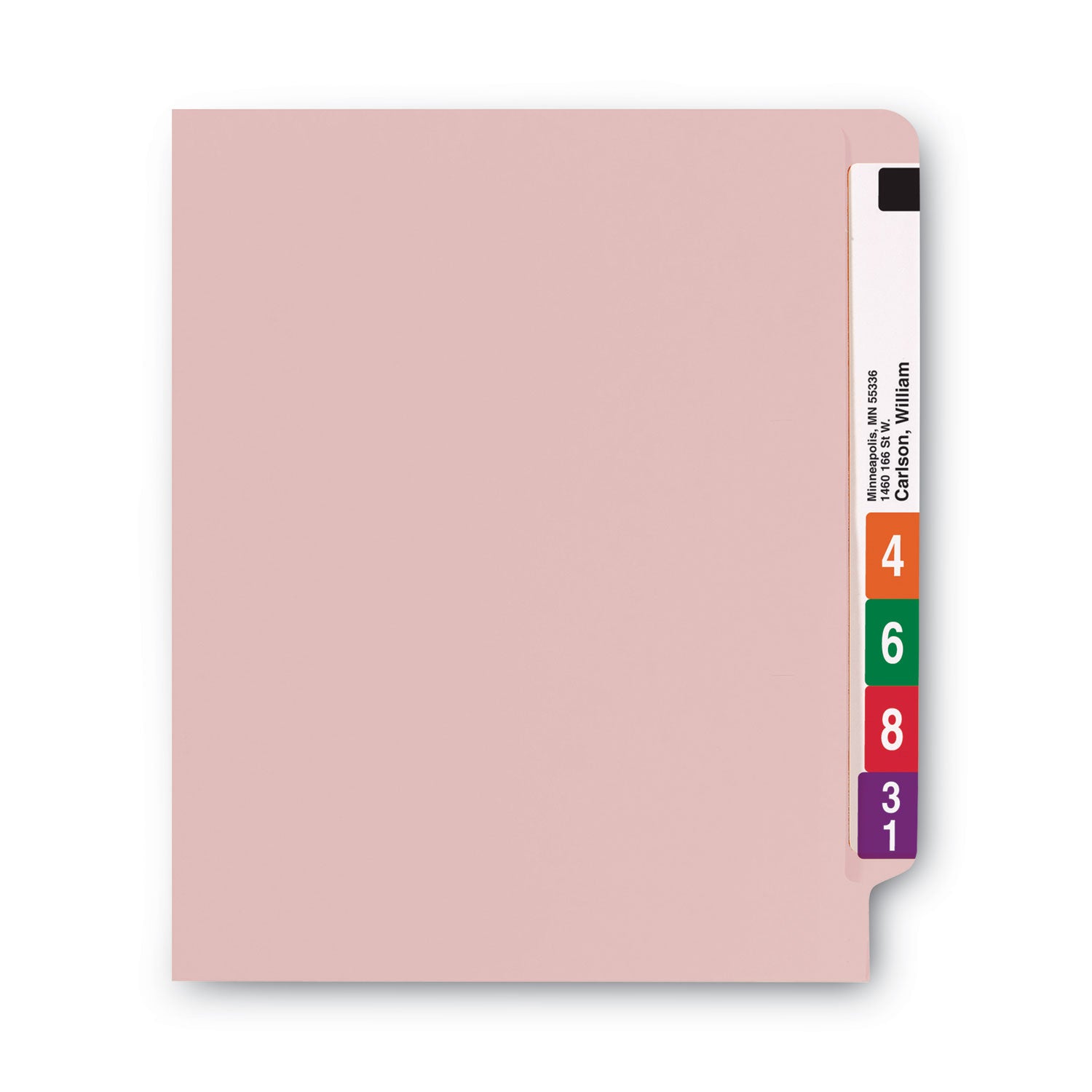 Smead™ Shelf-Master Reinforced End Tab Colored Folders, Straight Tabs, Letter Size, 0.75" Expansion, Pink, 100/Box