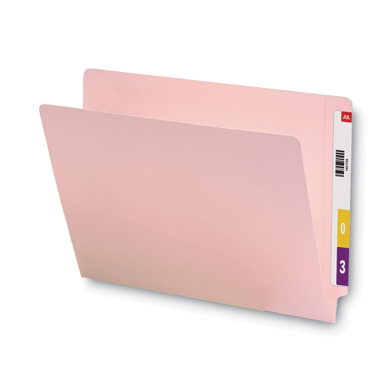 Smead™ Shelf-Master Reinforced End Tab Colored Folders, Straight Tabs, Letter Size, 0.75" Expansion, Pink, 100/Box