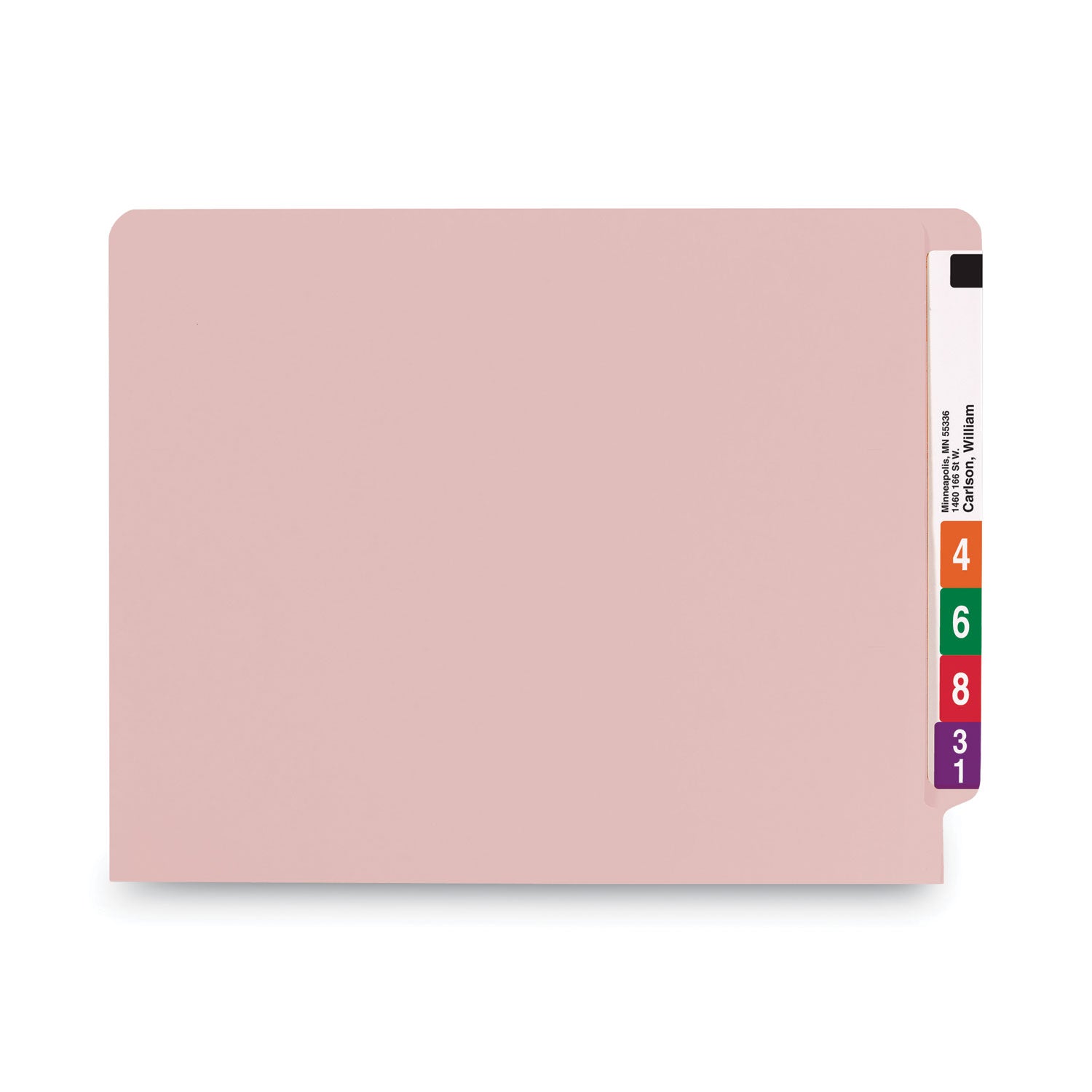 Smead™ Shelf-Master Reinforced End Tab Colored Folders, Straight Tabs, Letter Size, 0.75" Expansion, Pink, 100/Box