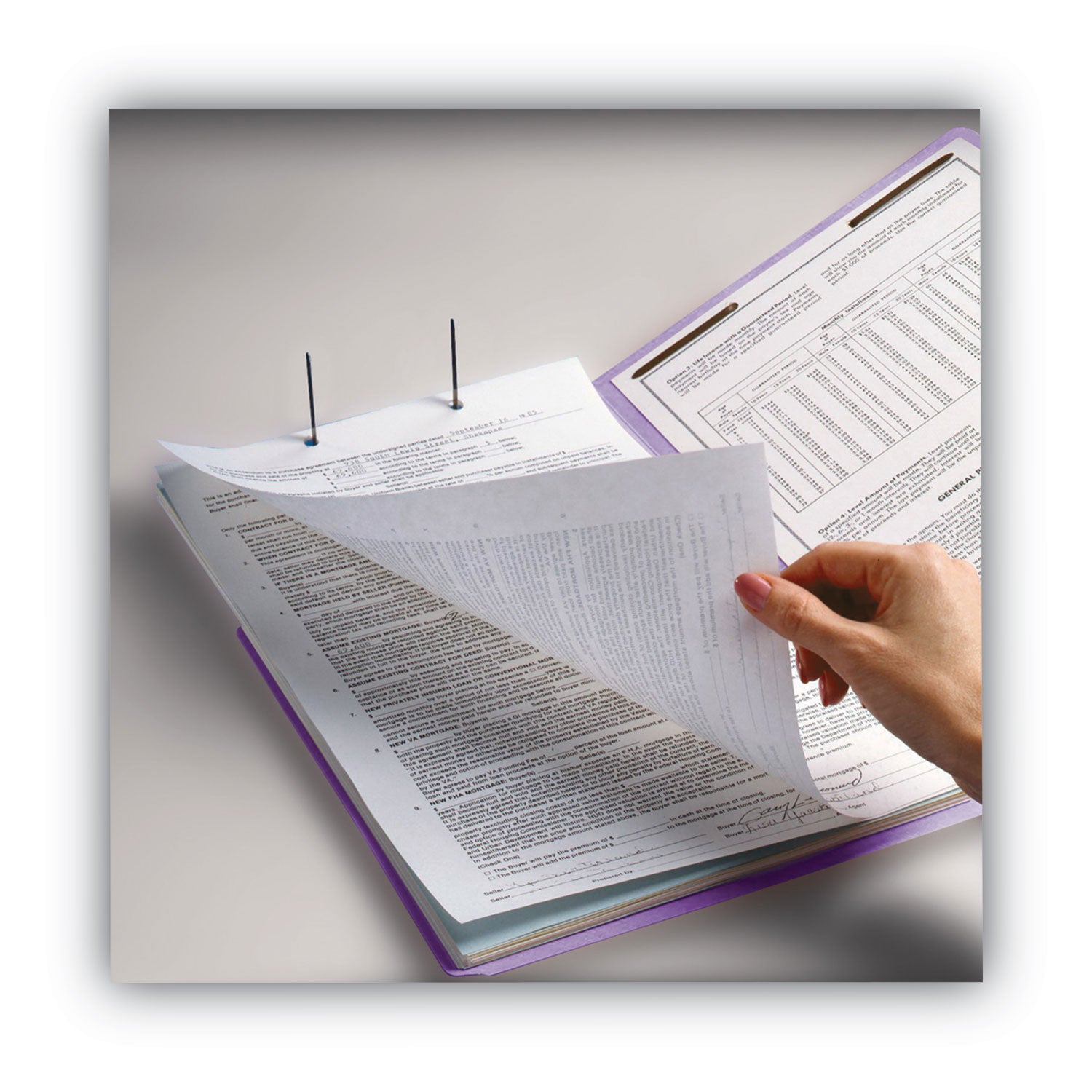 Smead™ Top Tab Colored Fastener Folders, 0.75" Expansion, 2 Fasteners, Letter Size, Lavender Exterior, 50/Box