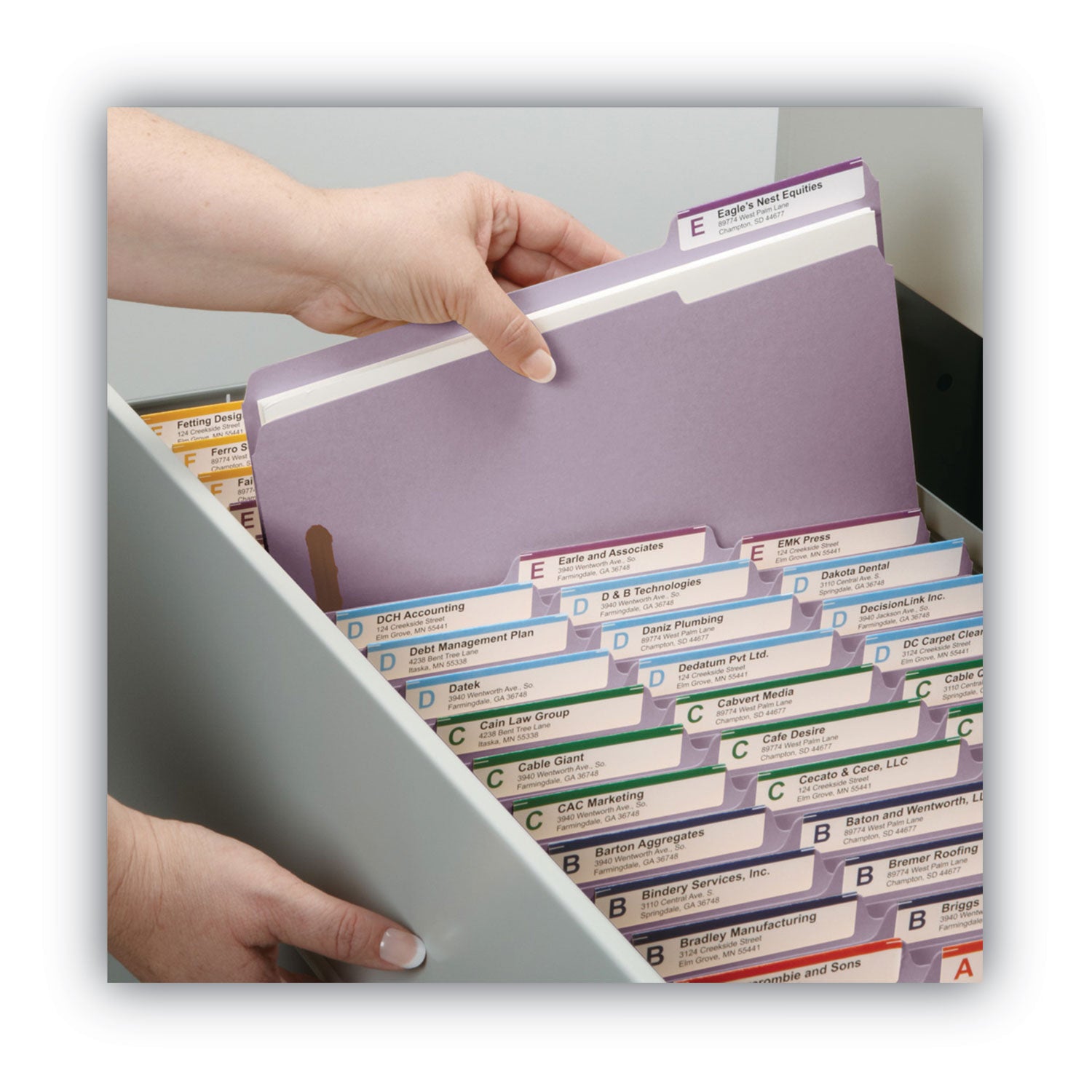 Smead™ Top Tab Colored Fastener Folders, 0.75" Expansion, 2 Fasteners, Letter Size, Lavender Exterior, 50/Box