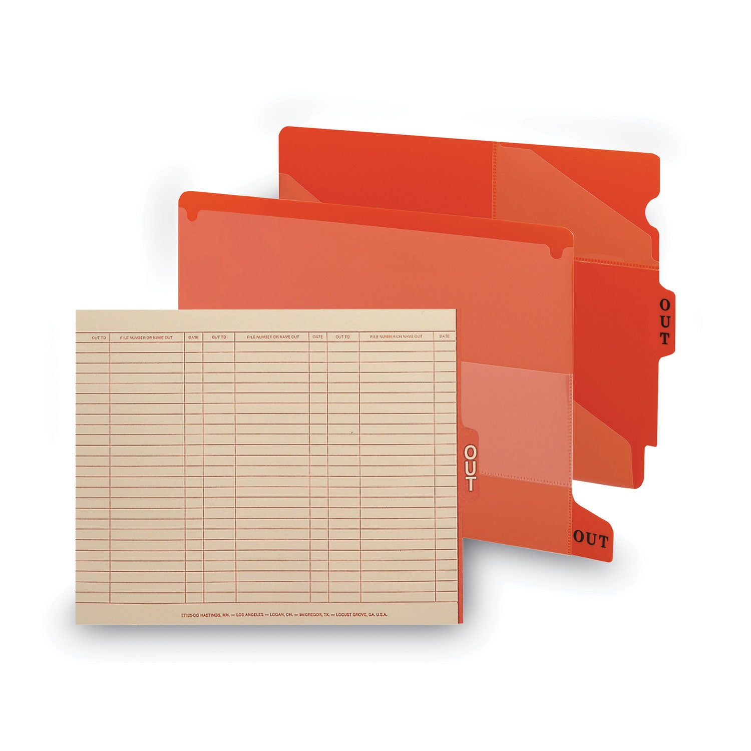 Smead™ End Tab Poly Out Guides, Two-Pocket Style, 1/3-Cut End Tab, Out, 8.5 x 11, Red, 50/Box