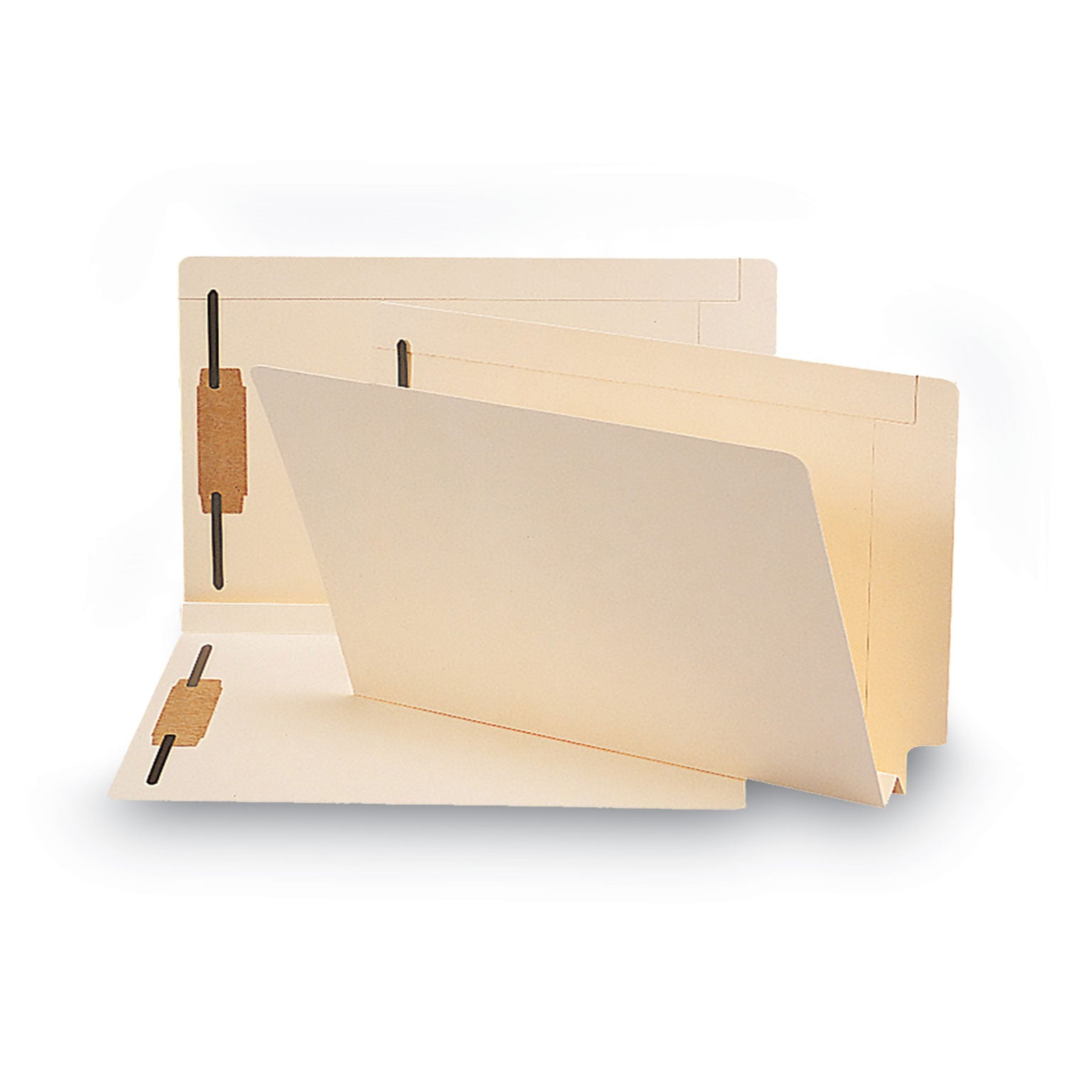 Smead™ End Tab W-Fold Fastener Folders with Reinforced Tabs, 1.5" Expansion, 2 Fasteners, Legal Size, Manila, 50/Box